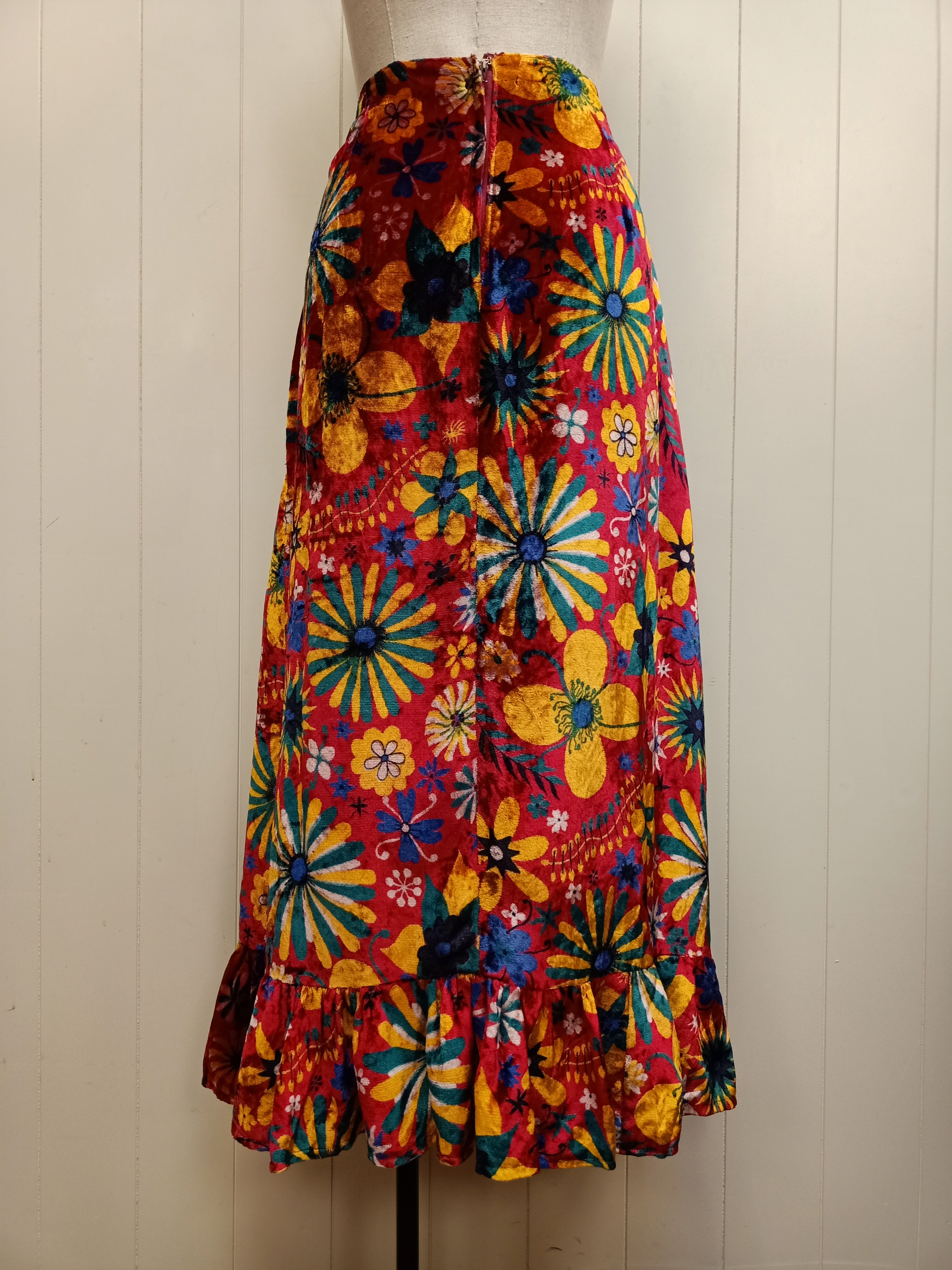 Vintage Floral Velvet Skirt
