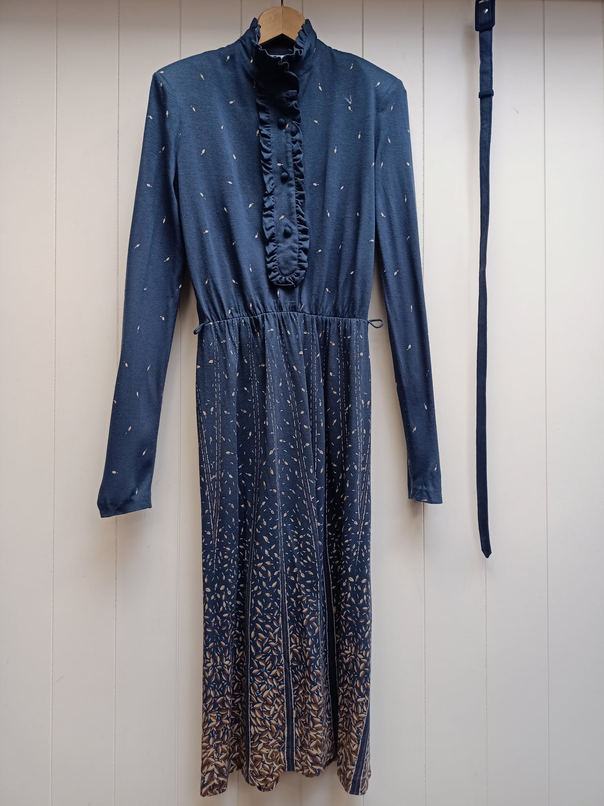Vintage L'Officiel Leaf Navy Dress