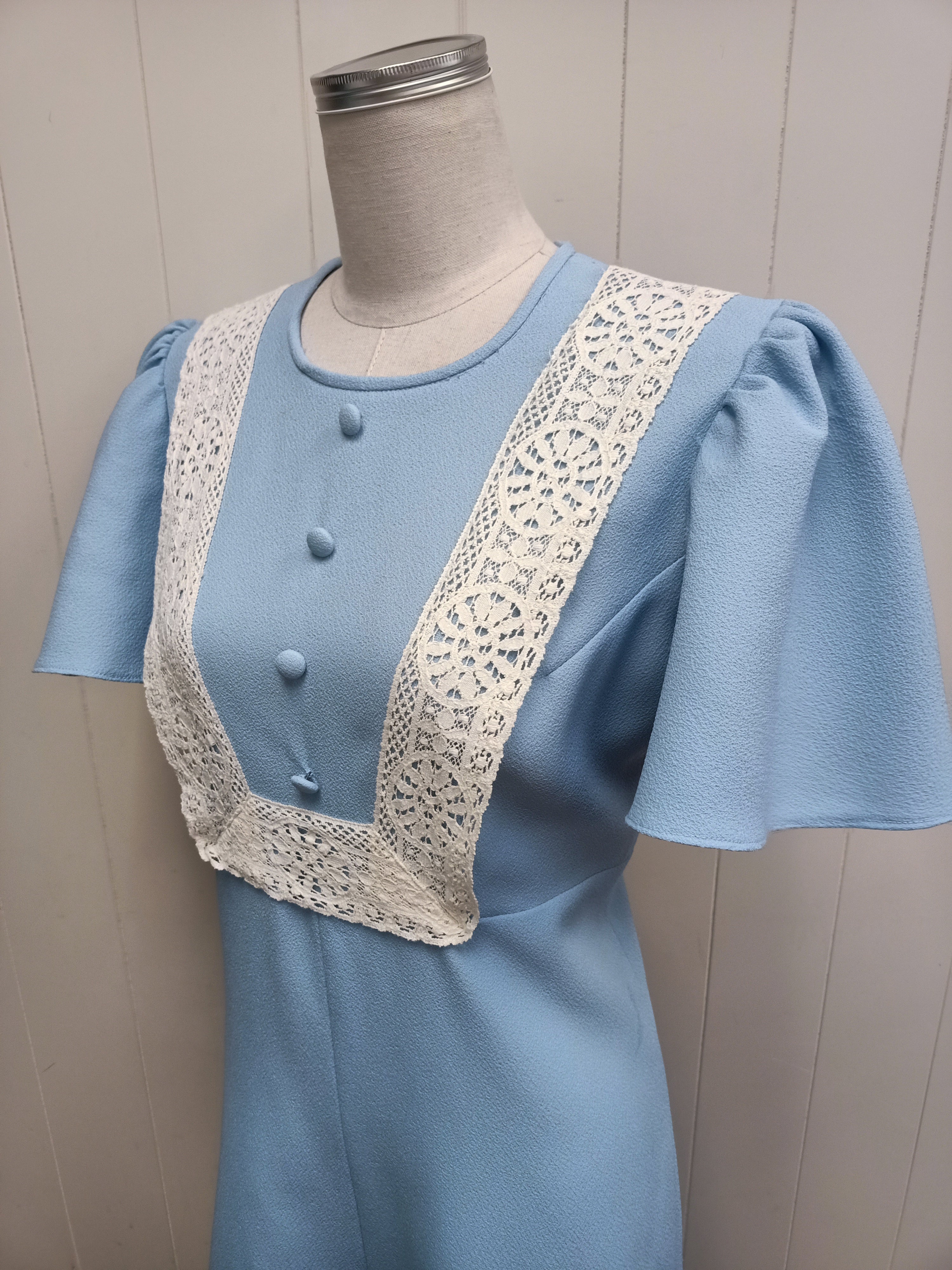 Vintage Pastel Blue Prairie Maxi Dress