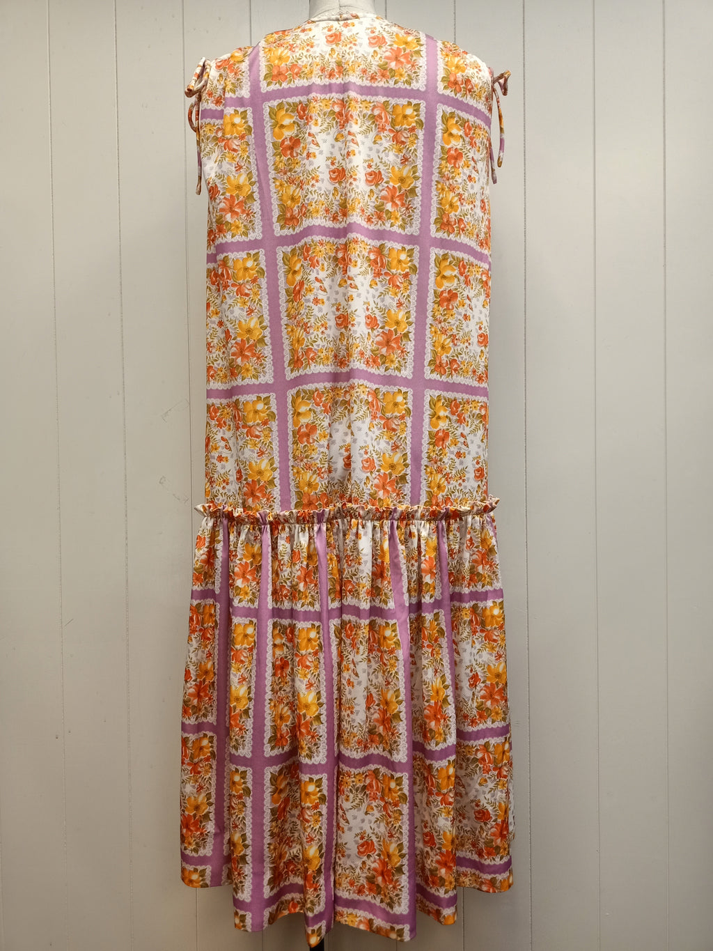 Vintage Floral Windowpane Dress