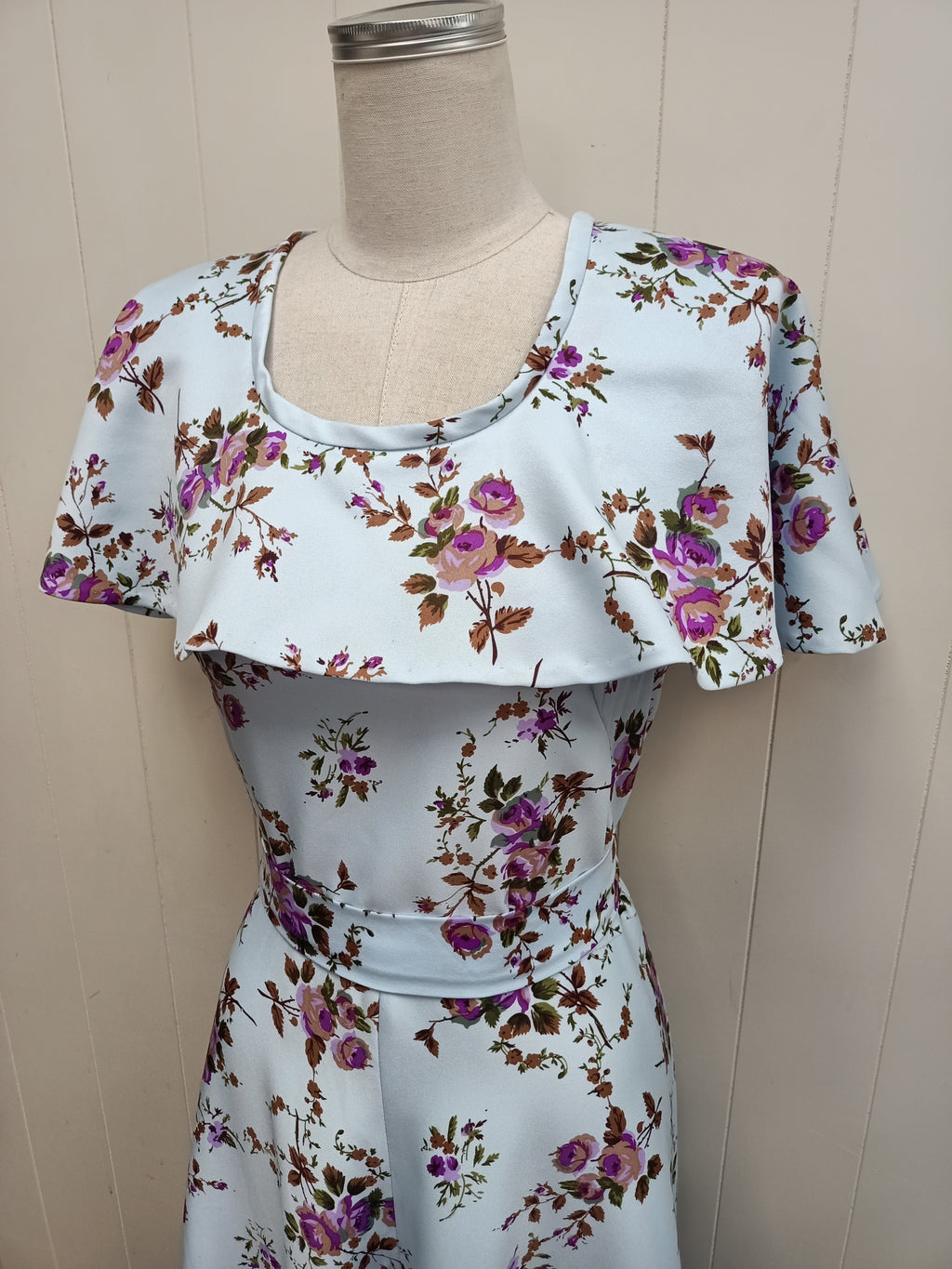 Vintage Blue & Purple Floral Maxi Dress