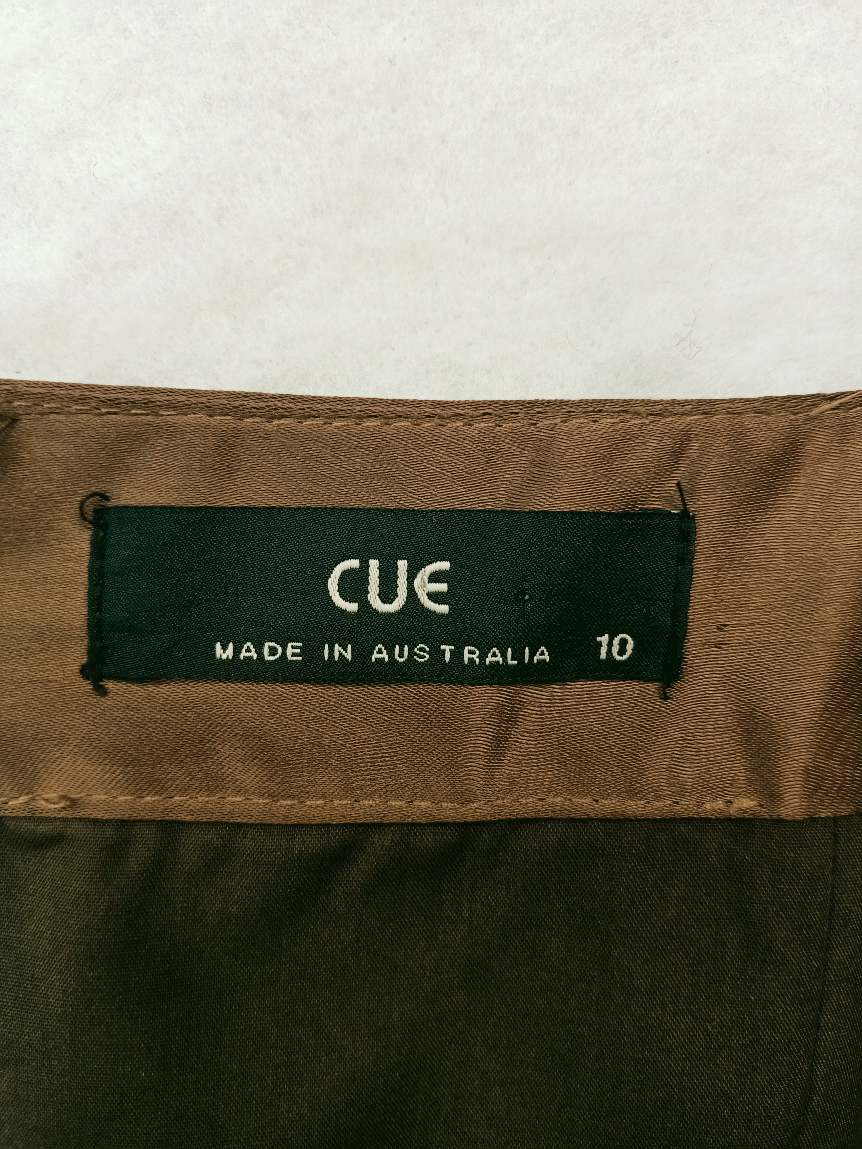 Cue Olive Brown Ruffle Satin Dress