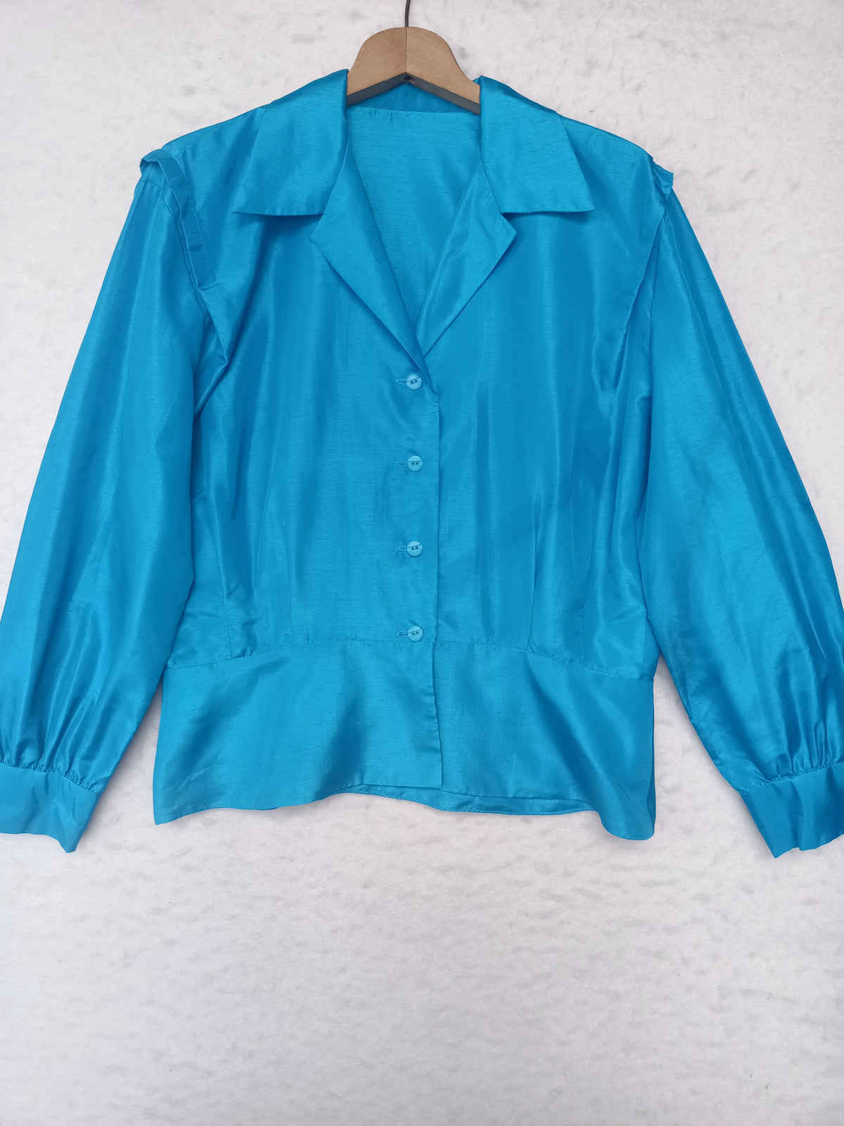 Vintage Slub Satin Blue Shirt