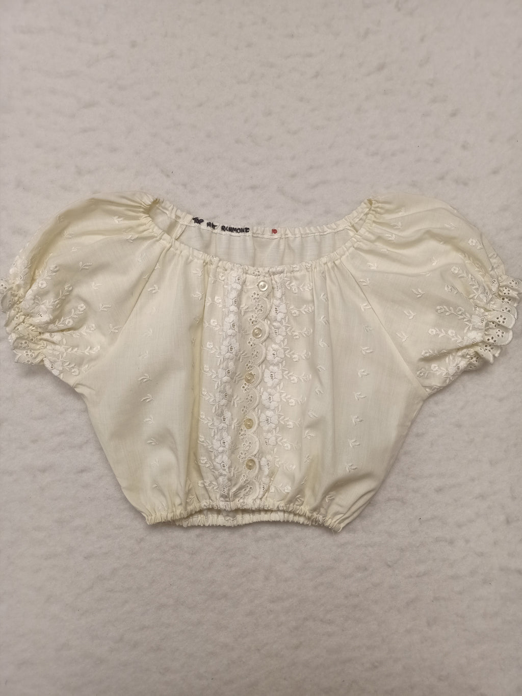 Vintage Broderie Anglaise Crop Peasant Shirt