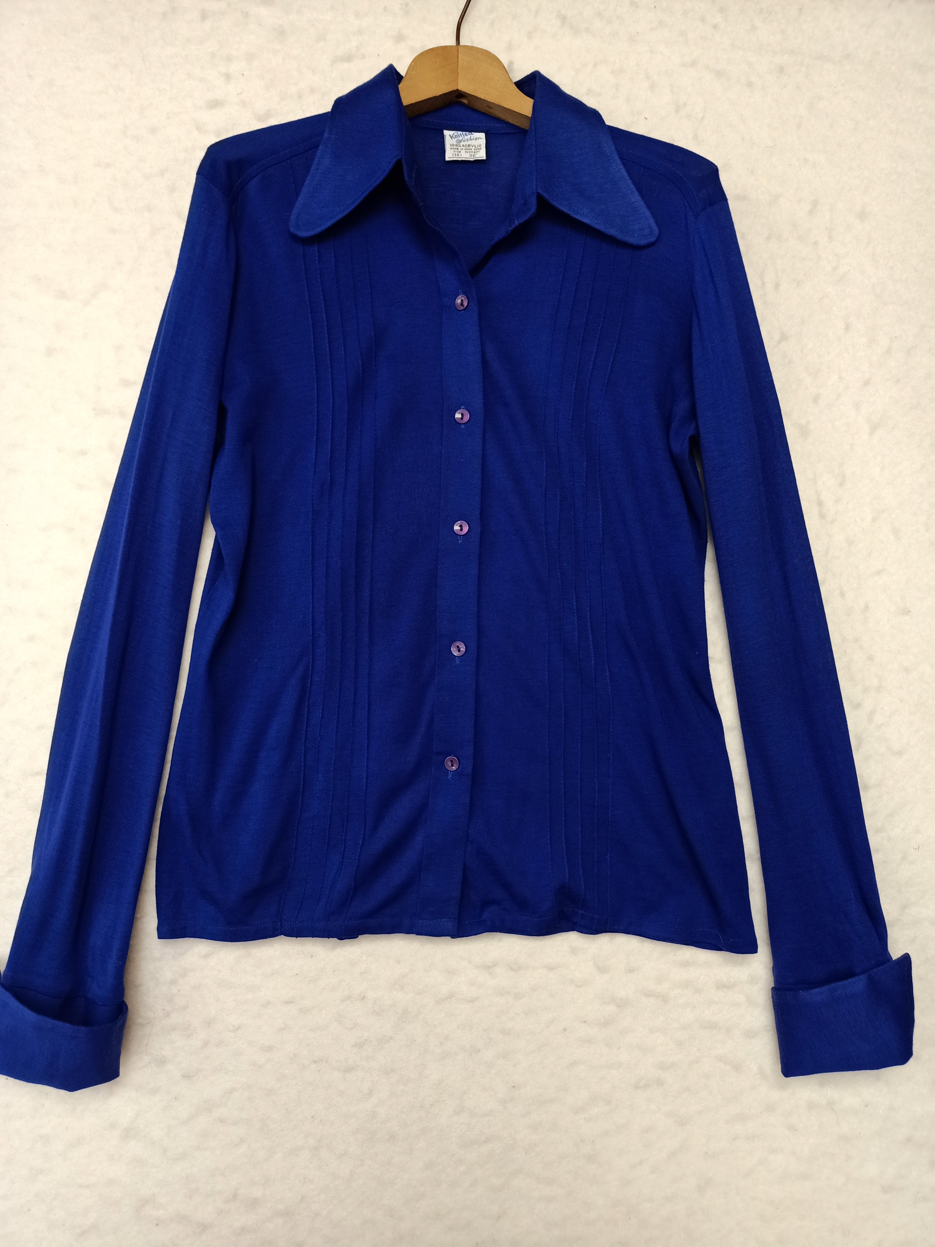 Vintage Knitted Fashion Blue Shirt