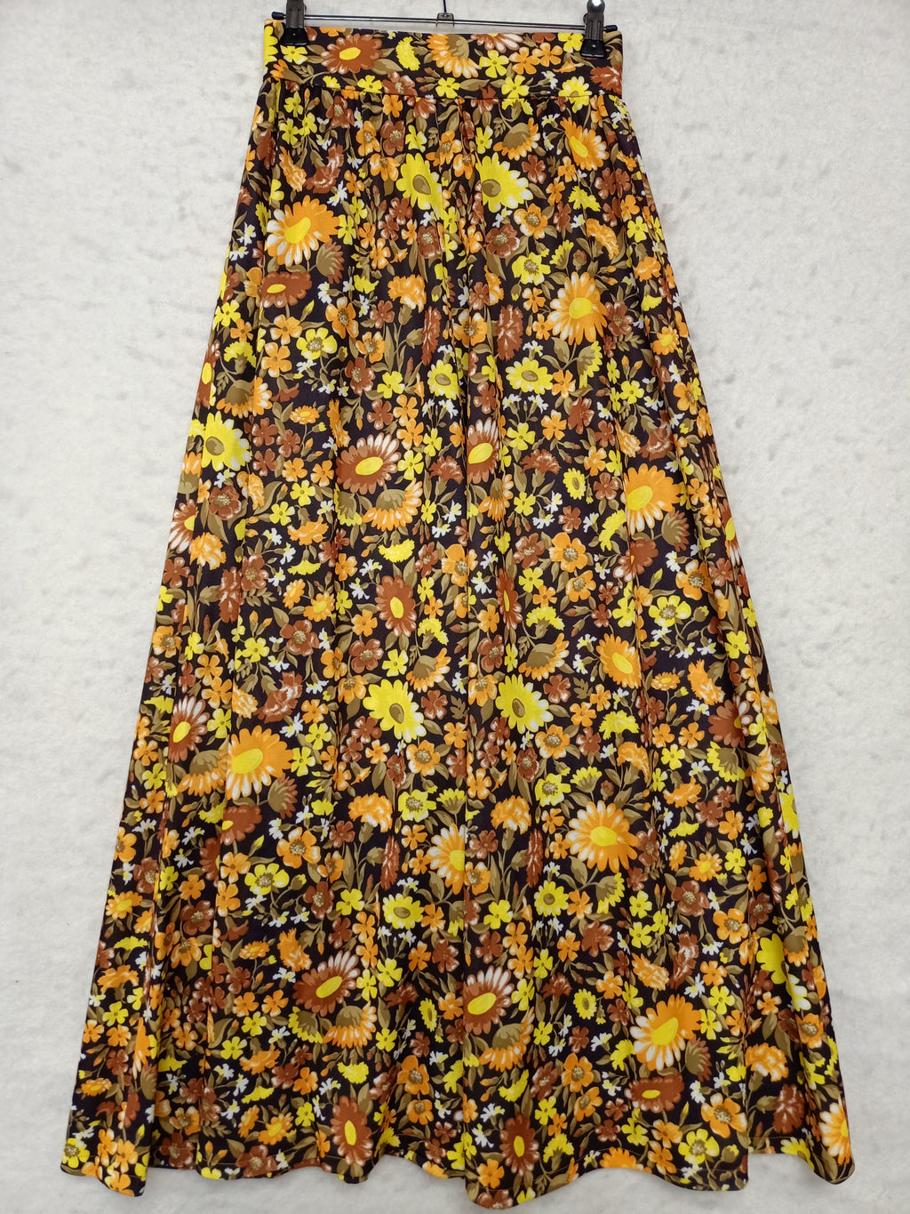Vintage Orange & Yellow Floral Maxi Skirt
