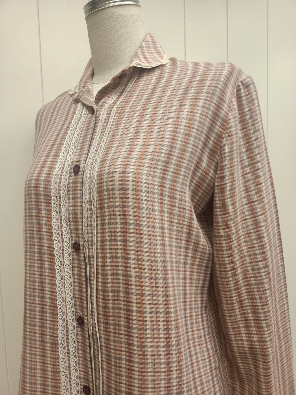 Vintage Plaid & Lace Shirt