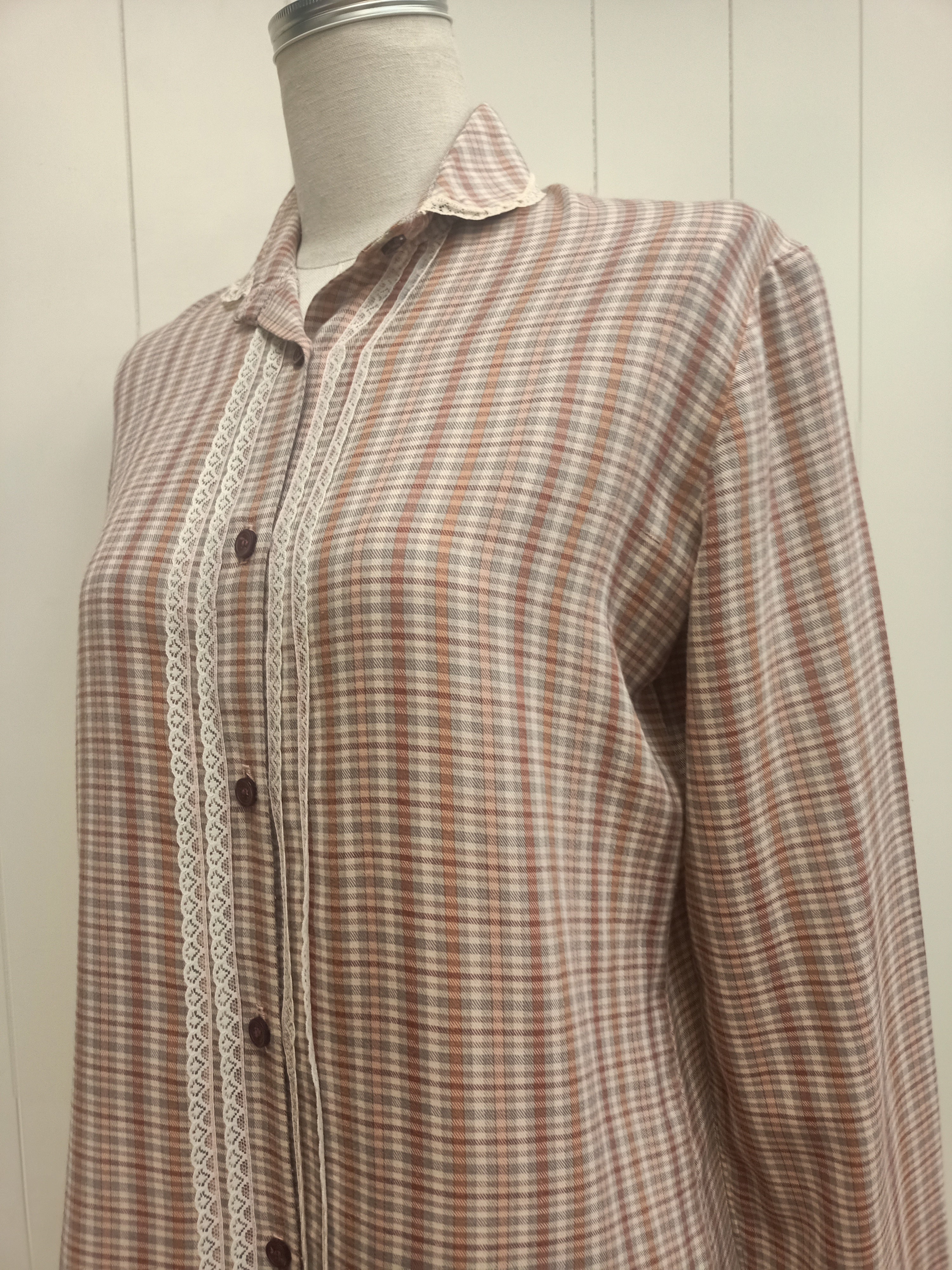 Vintage Plaid & Lace Shirt