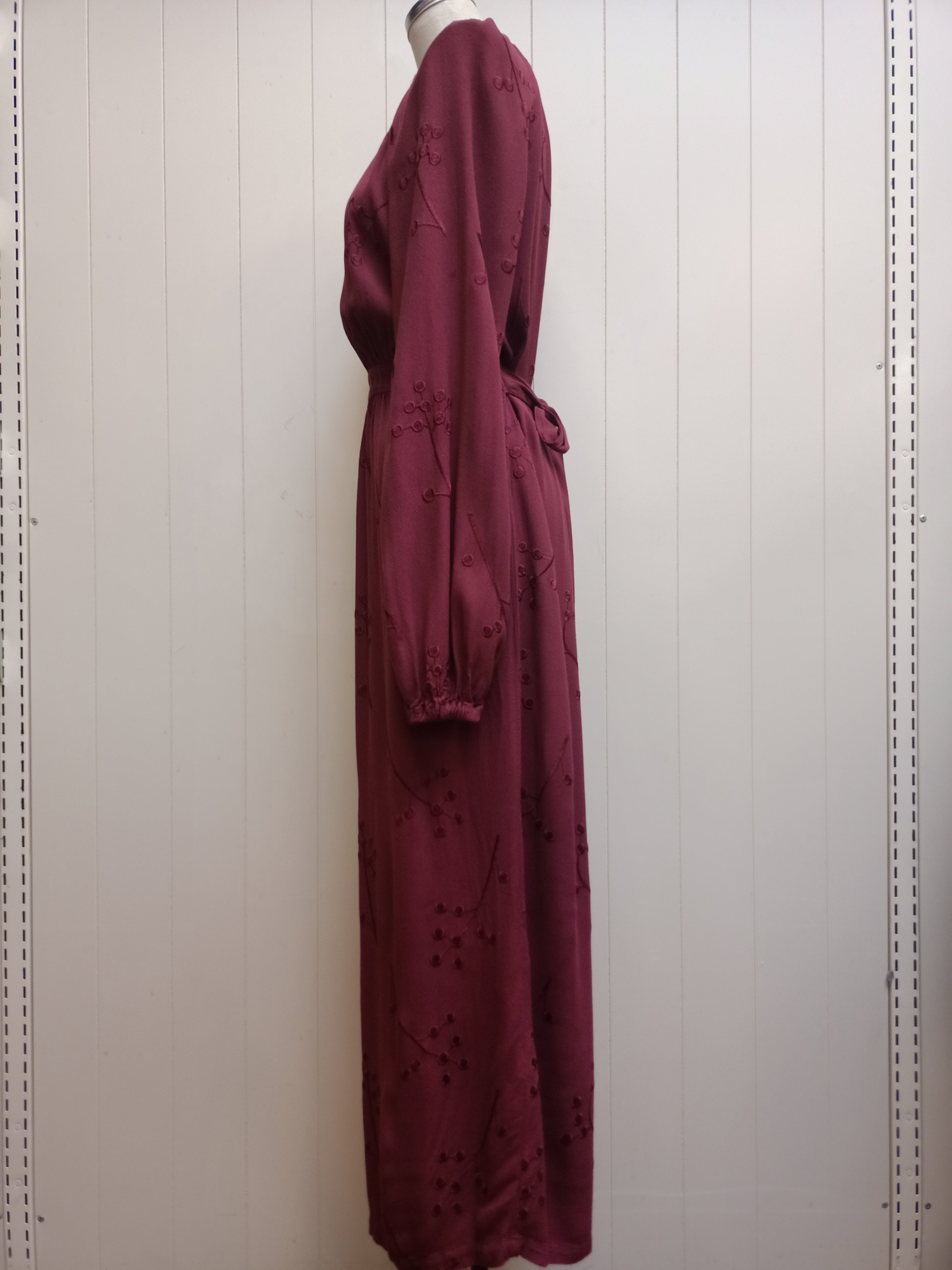 Ghost London Burgundy Embroidered Dress