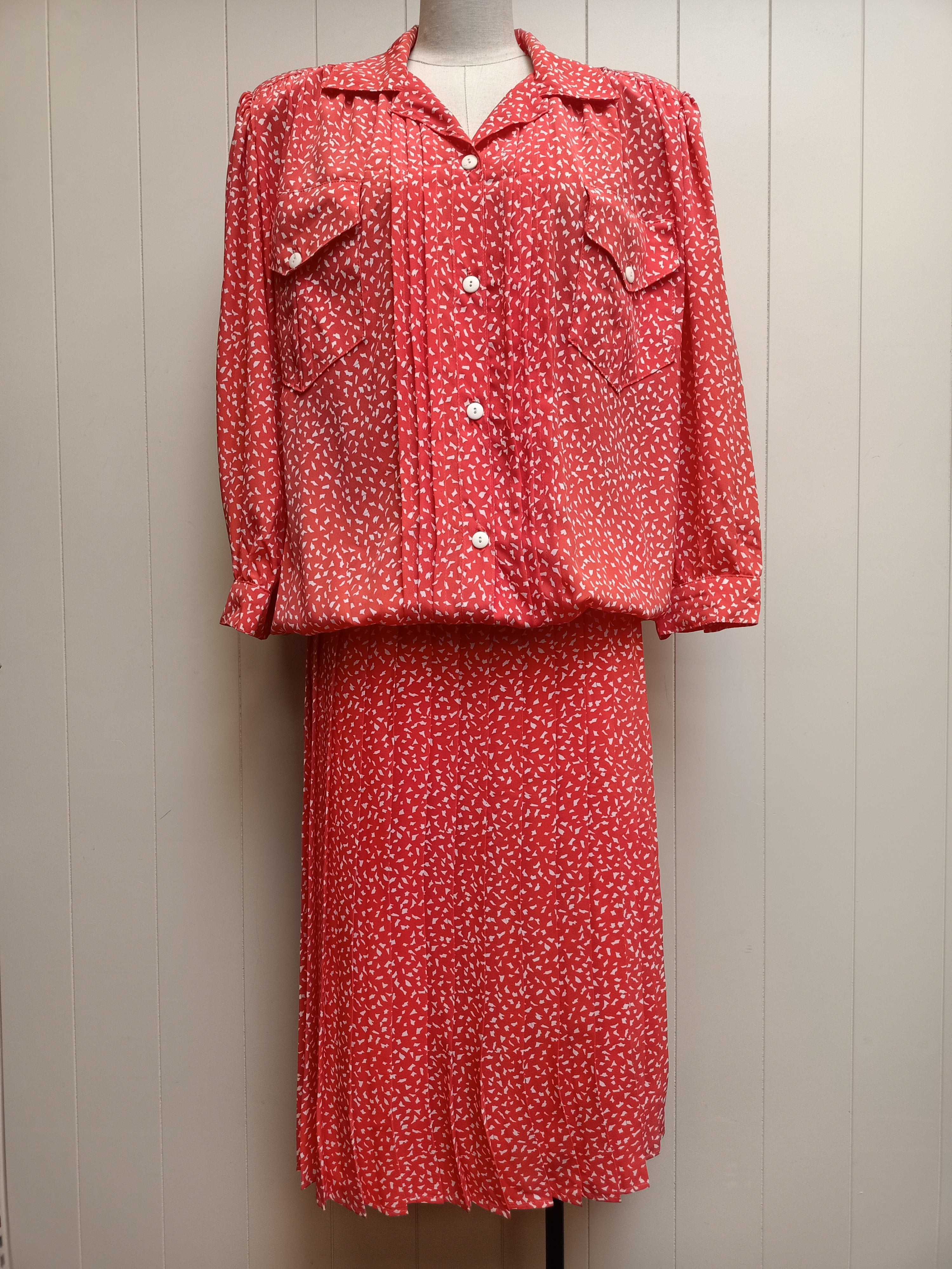 Vintage Coral Drop Waist Dress