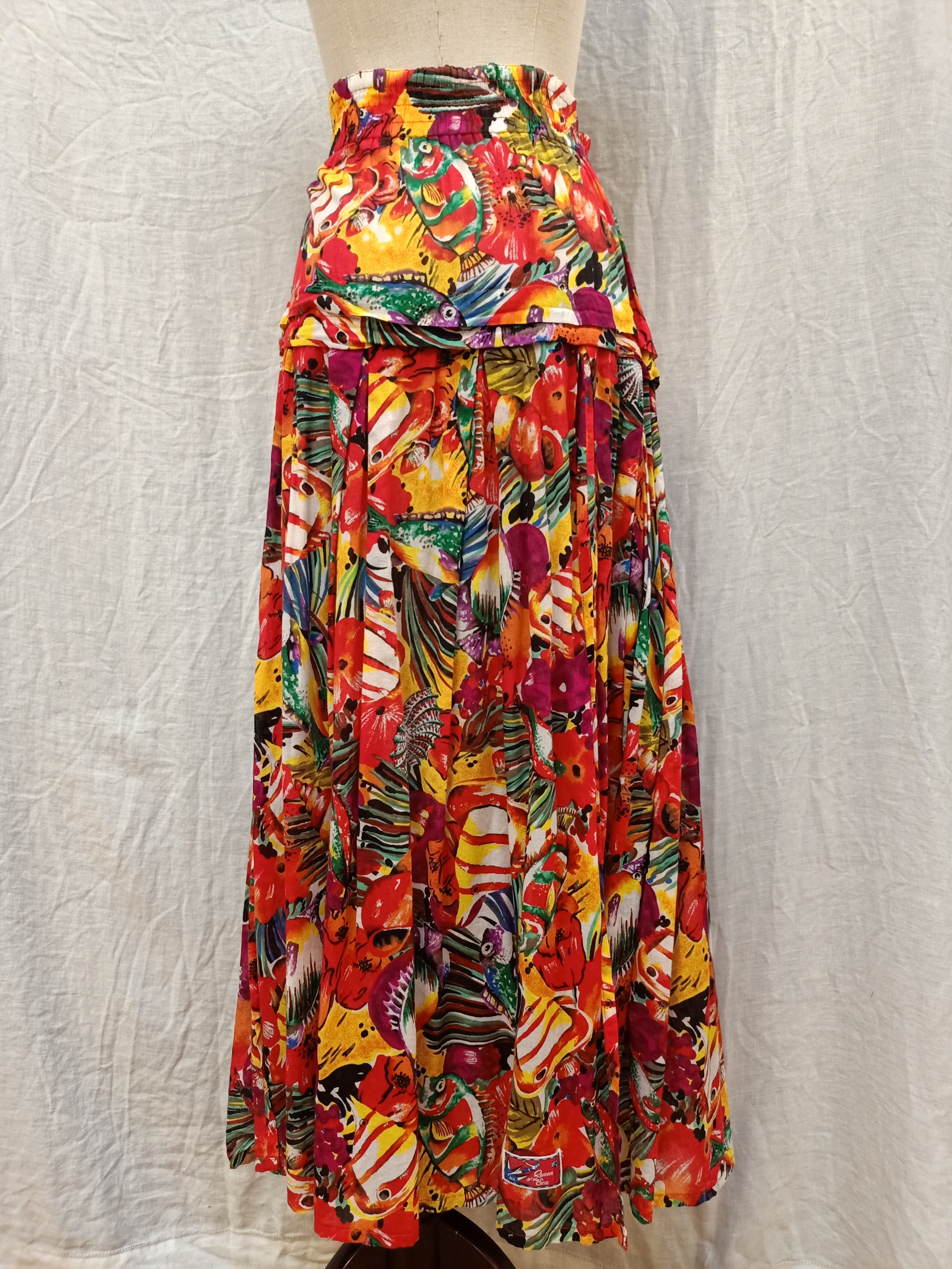 Retro Fish Patterned Skirt