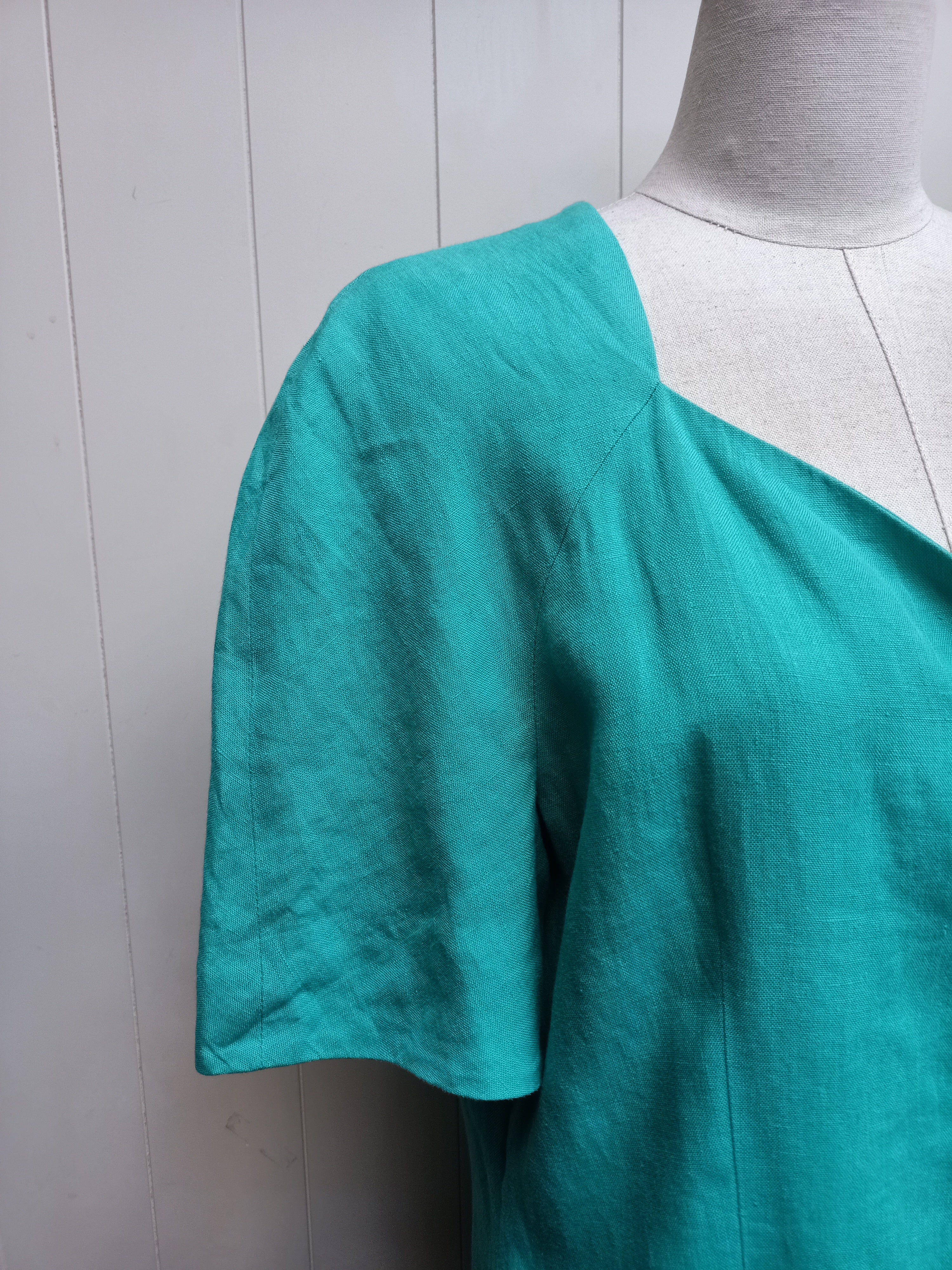 Vintage Stiff Turquoise and Gold Dress