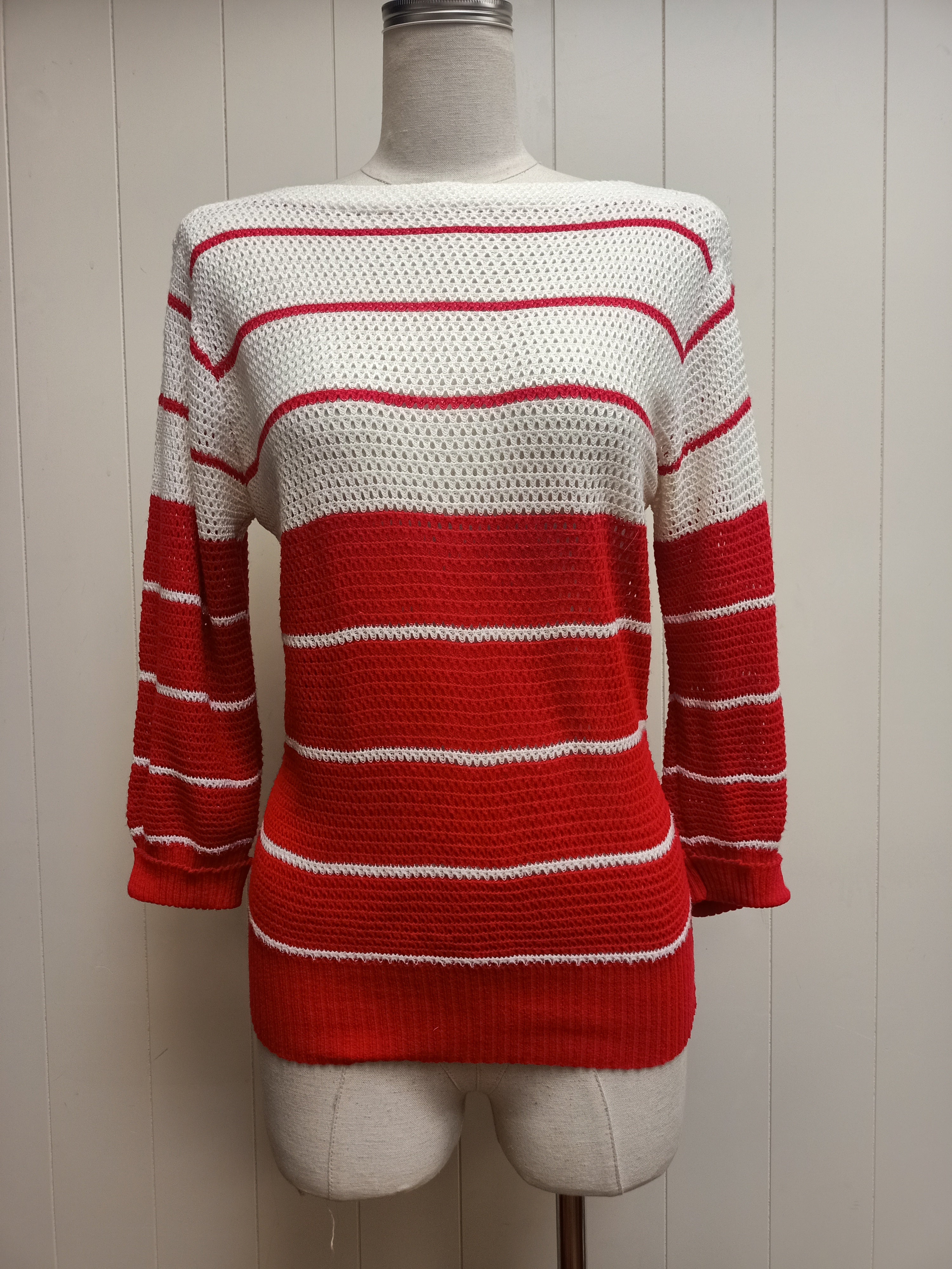 Vintage Red and White Striped Sweater