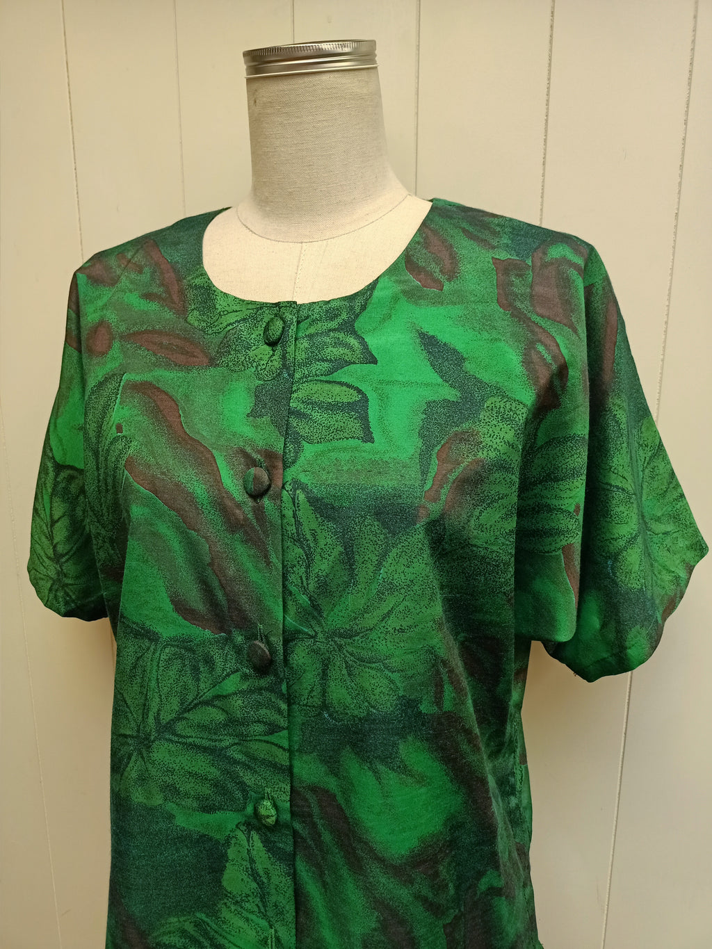 Vintage Green Abstract Button Up Shirt