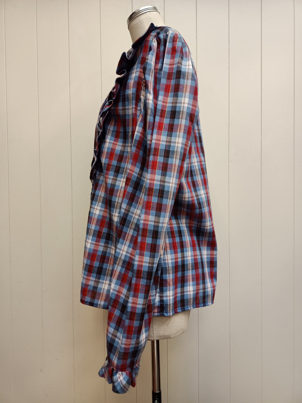 Vintage Plaid Ruffle Shirt