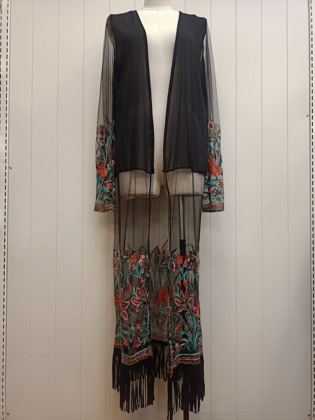 Embroidered Chiffon Duster