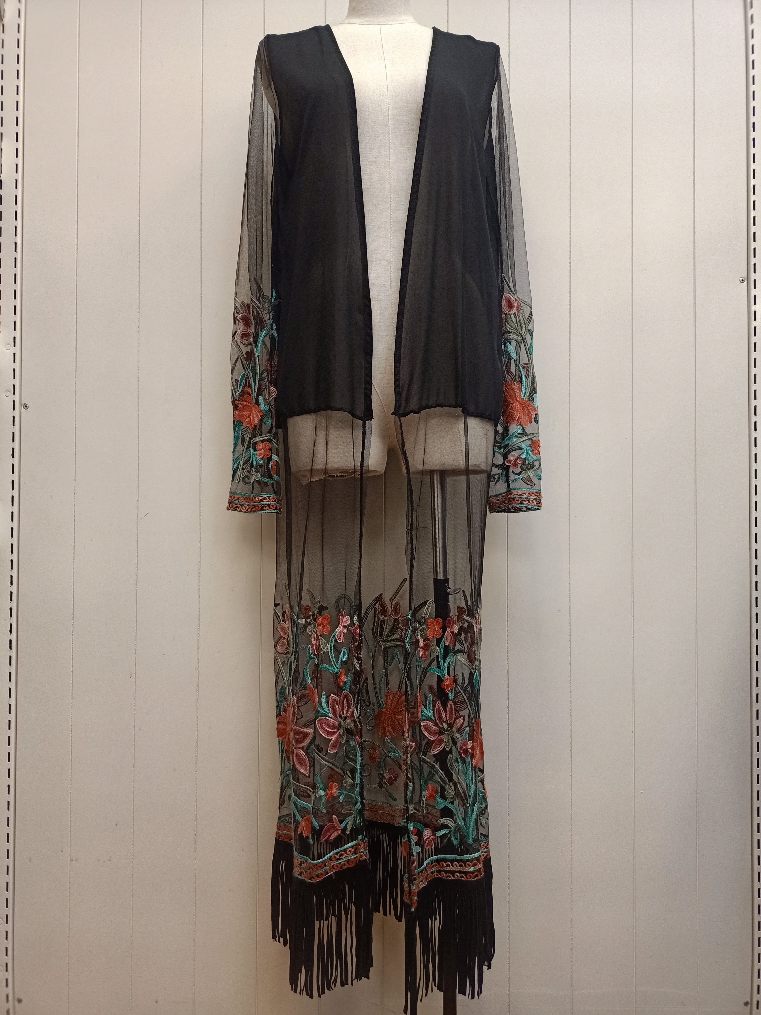 Embroidered Chiffon Duster