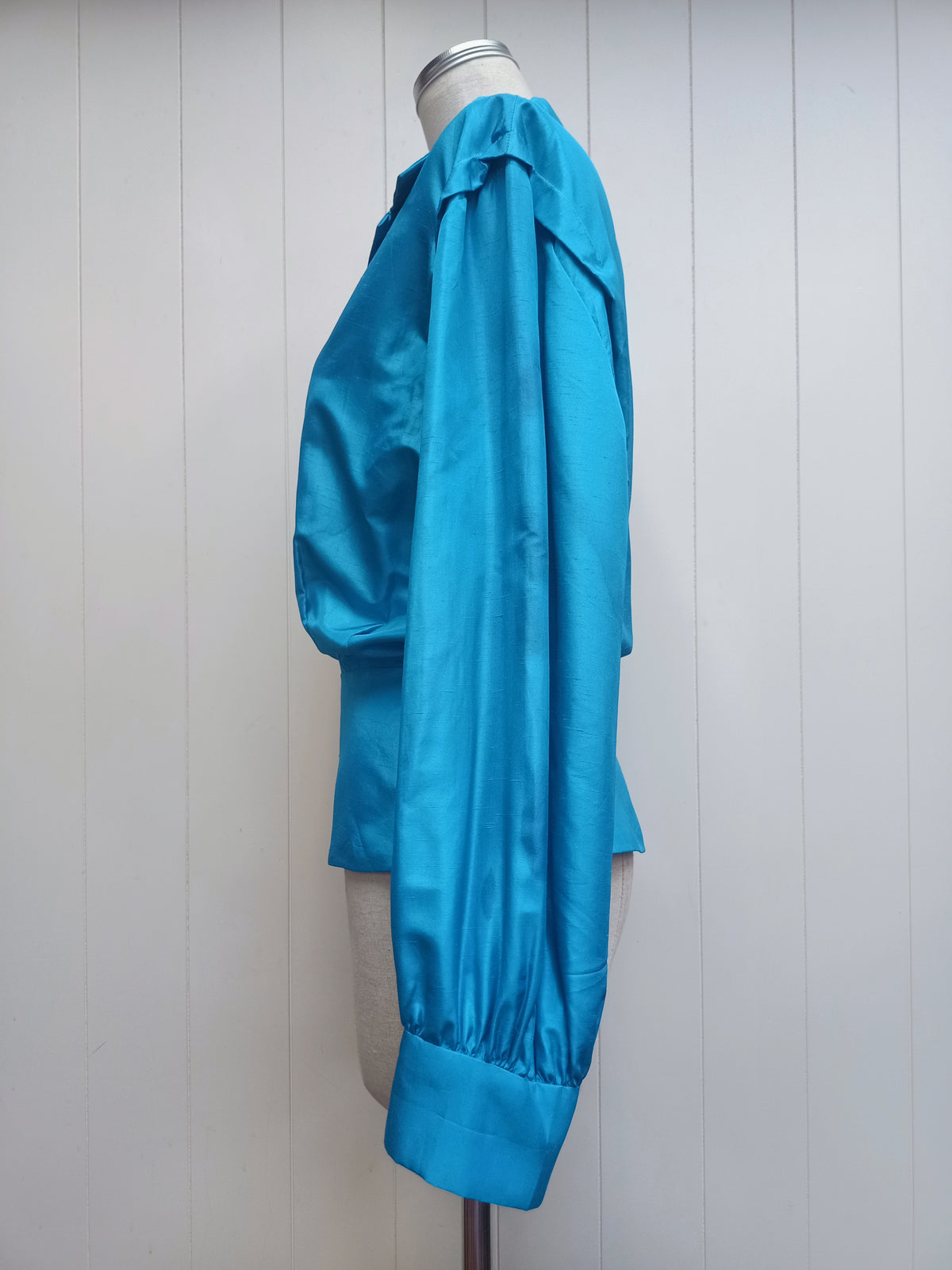 Vintage Slub Satin Blue Shirt