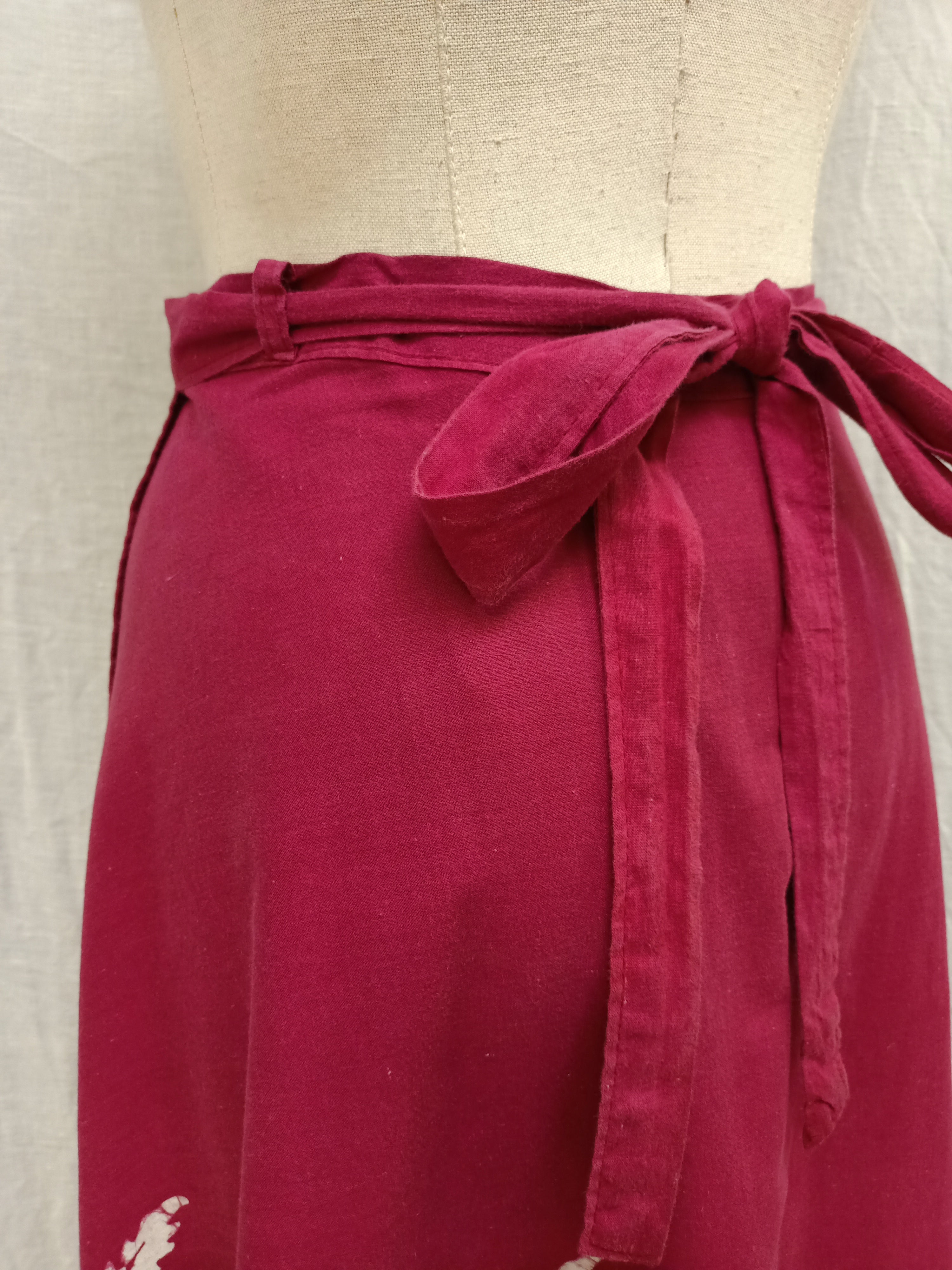 Burgundy Floral Wrap Skirt