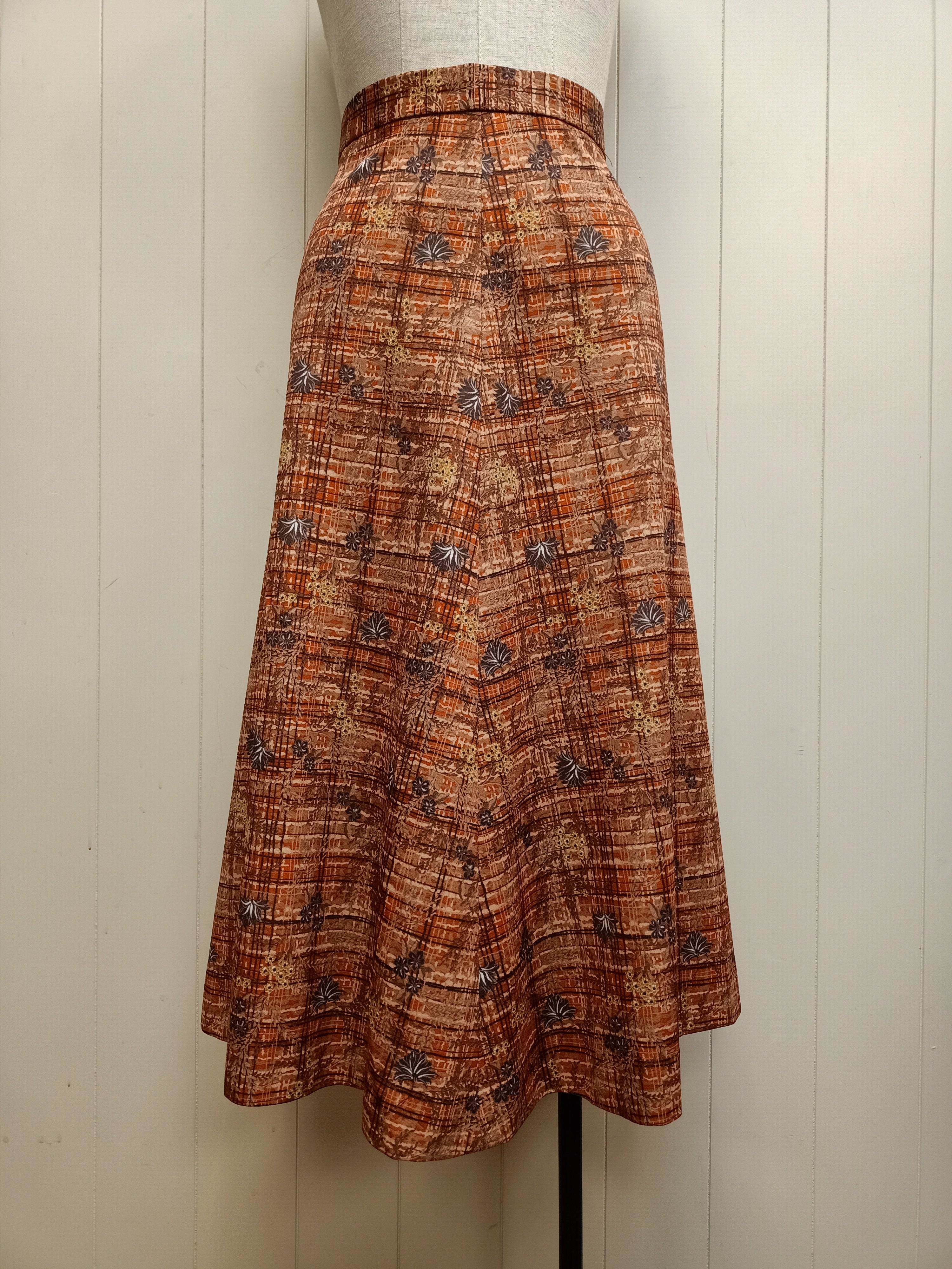 Vintage Crosshatch Orange & Brown Skirt