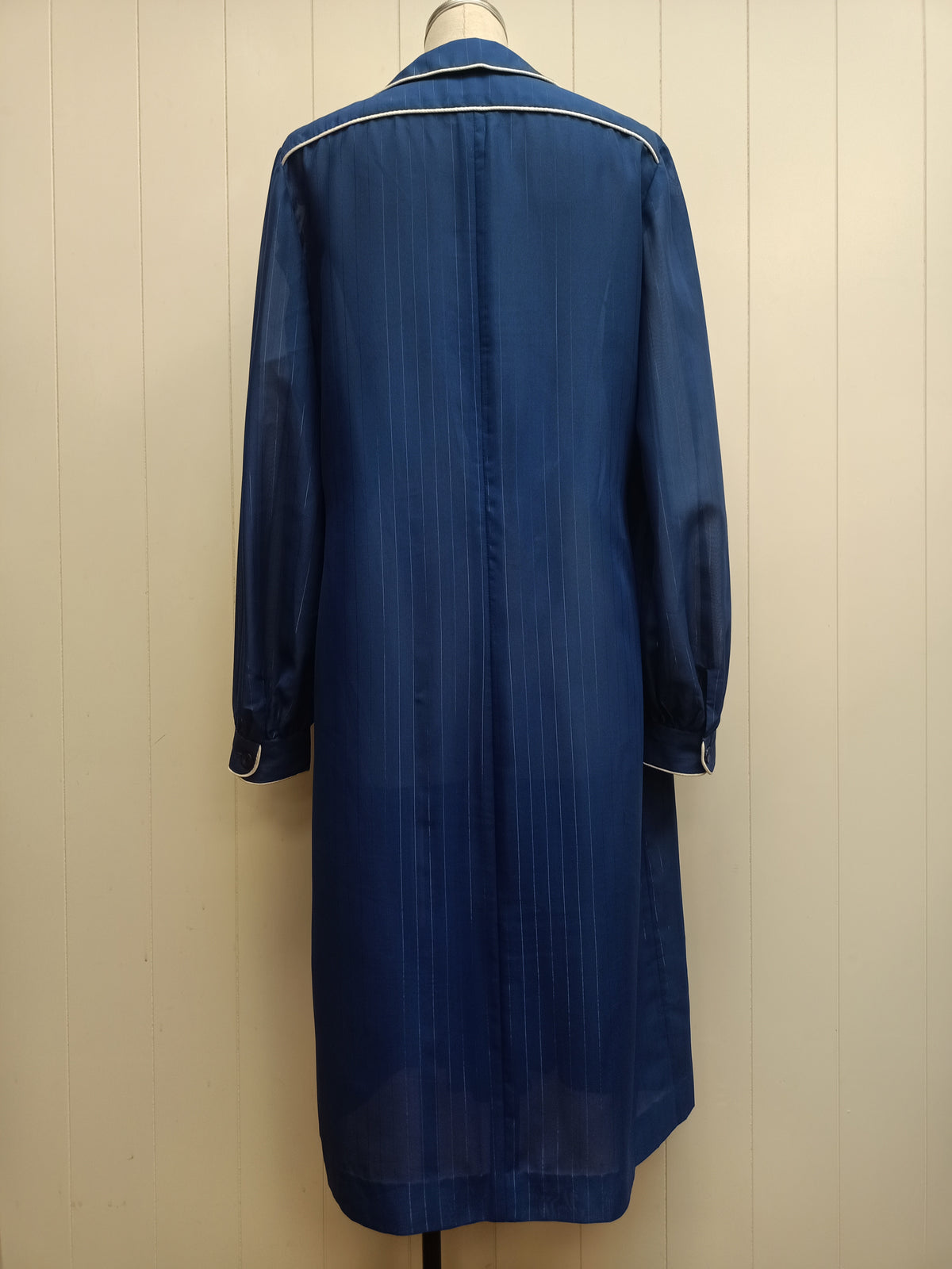 Vintage Blue Striped Chiffon Dress