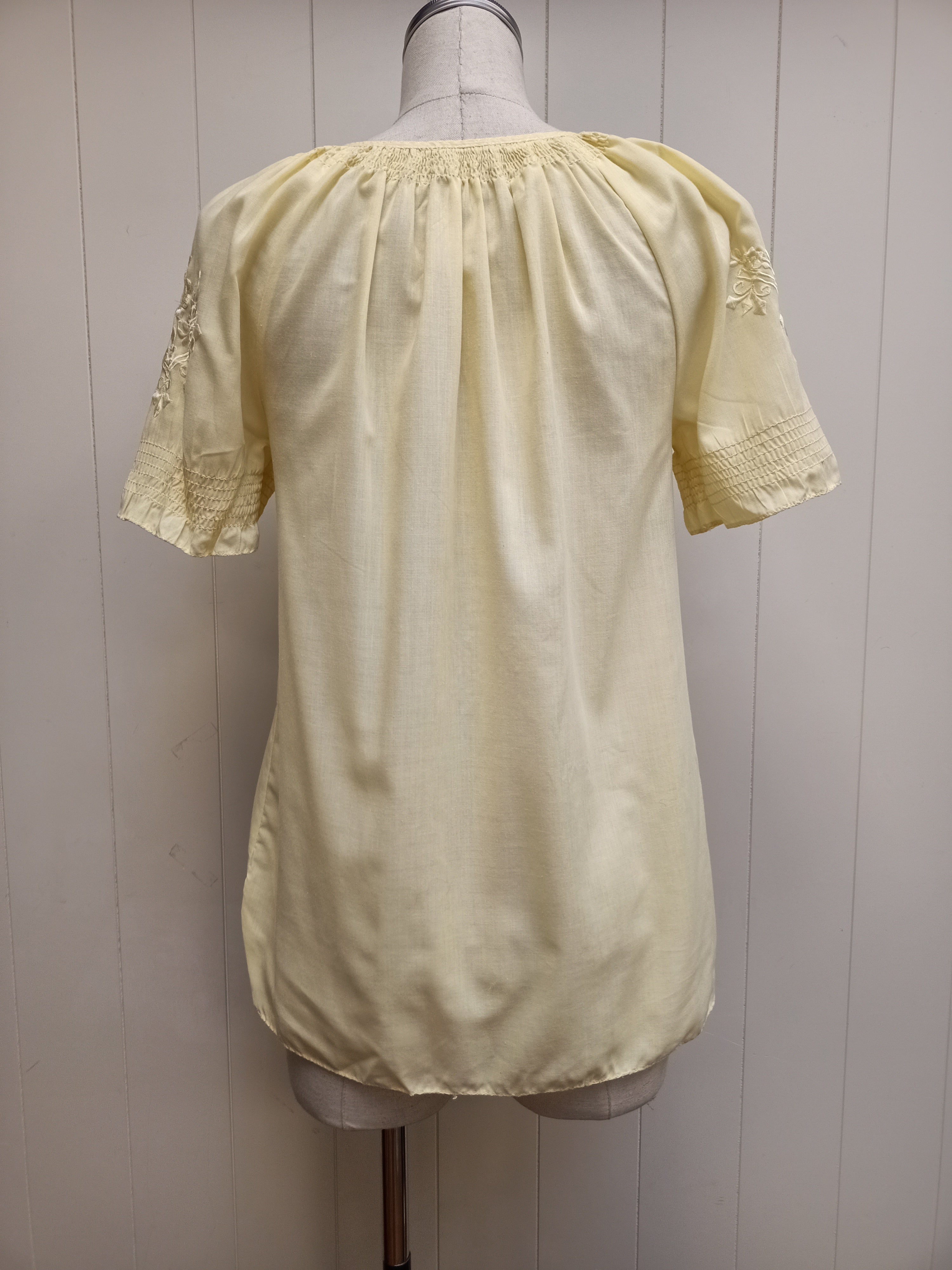 Vintage Yellow Embroidered Peasant Shirt