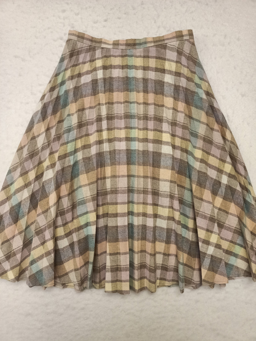Vintage Pastel Check Pleat Skirt