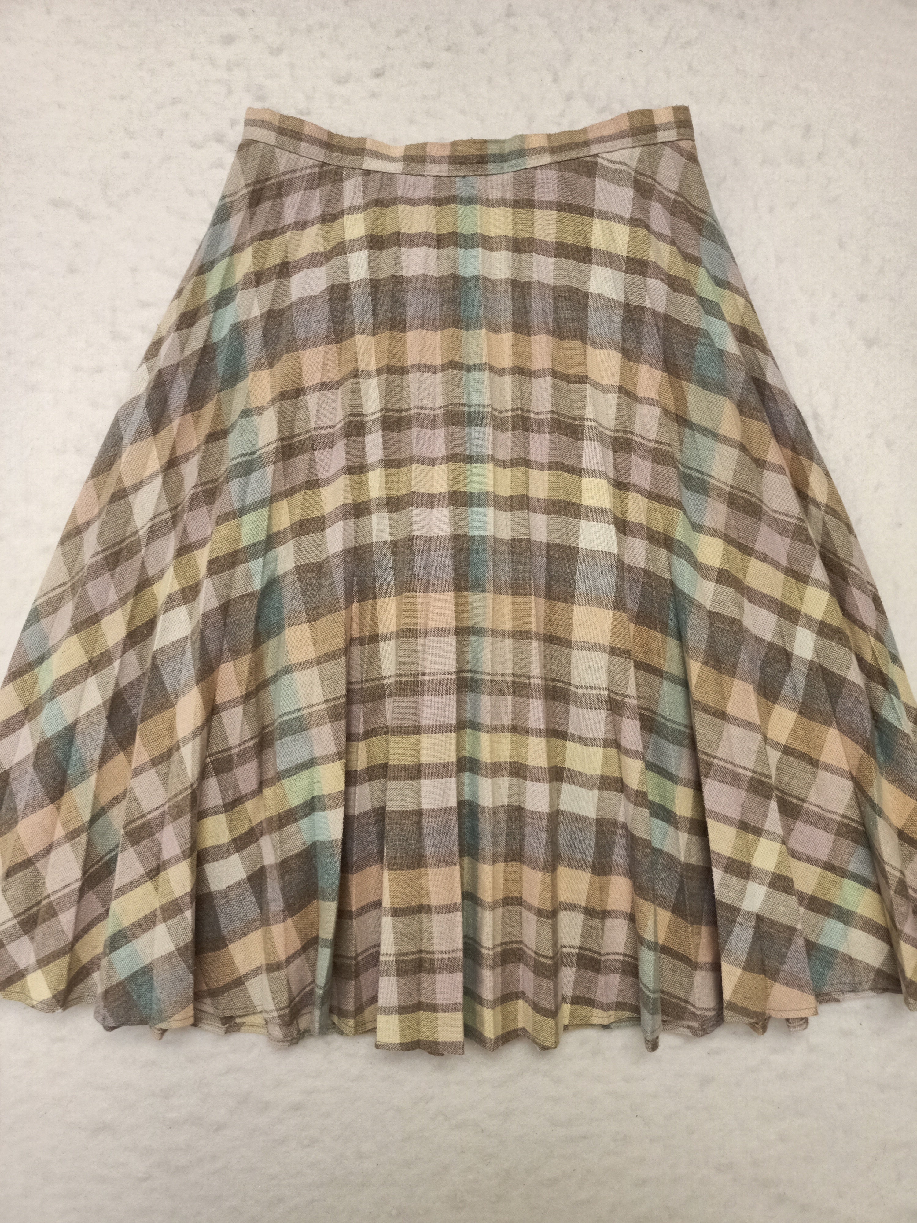 Vintage Pastel Check Pleat Skirt