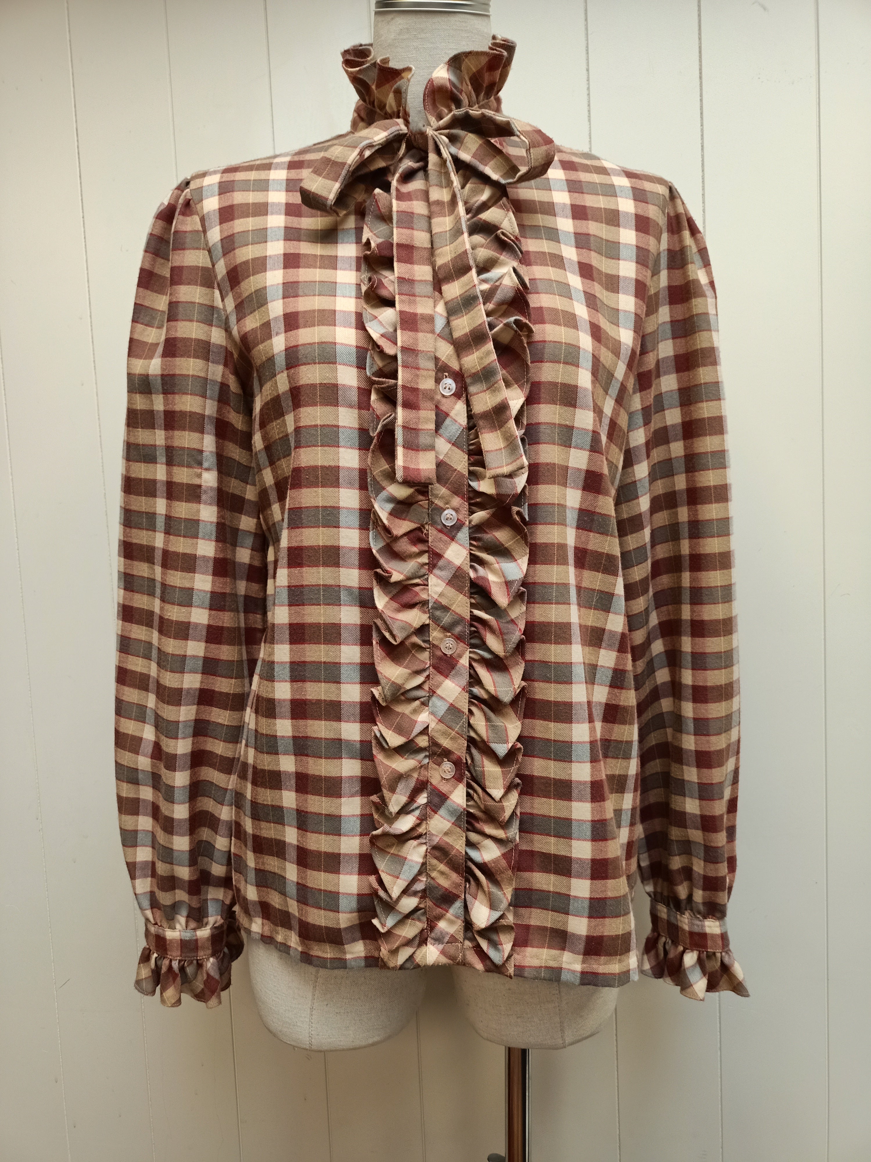 Retro C&A Ruffle Plaid Shirt