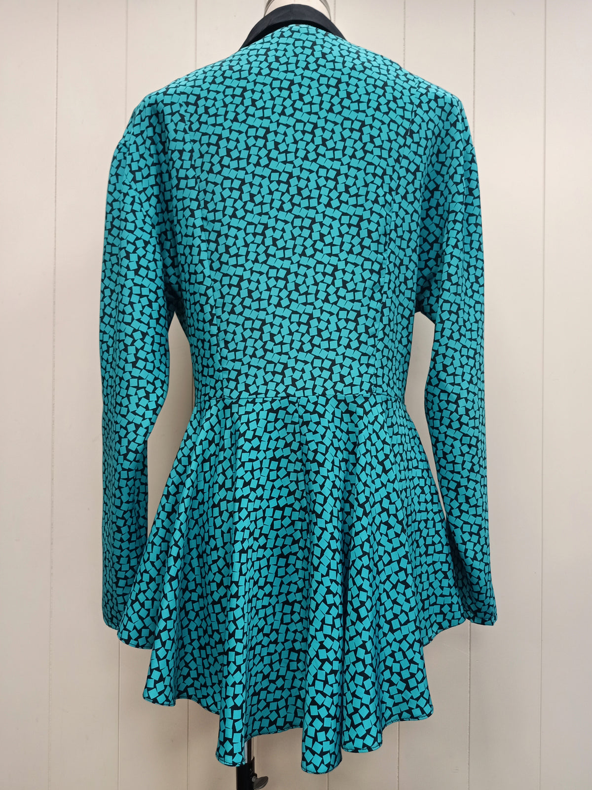 Vintage Purple Patch Geometric Peplum Shirt