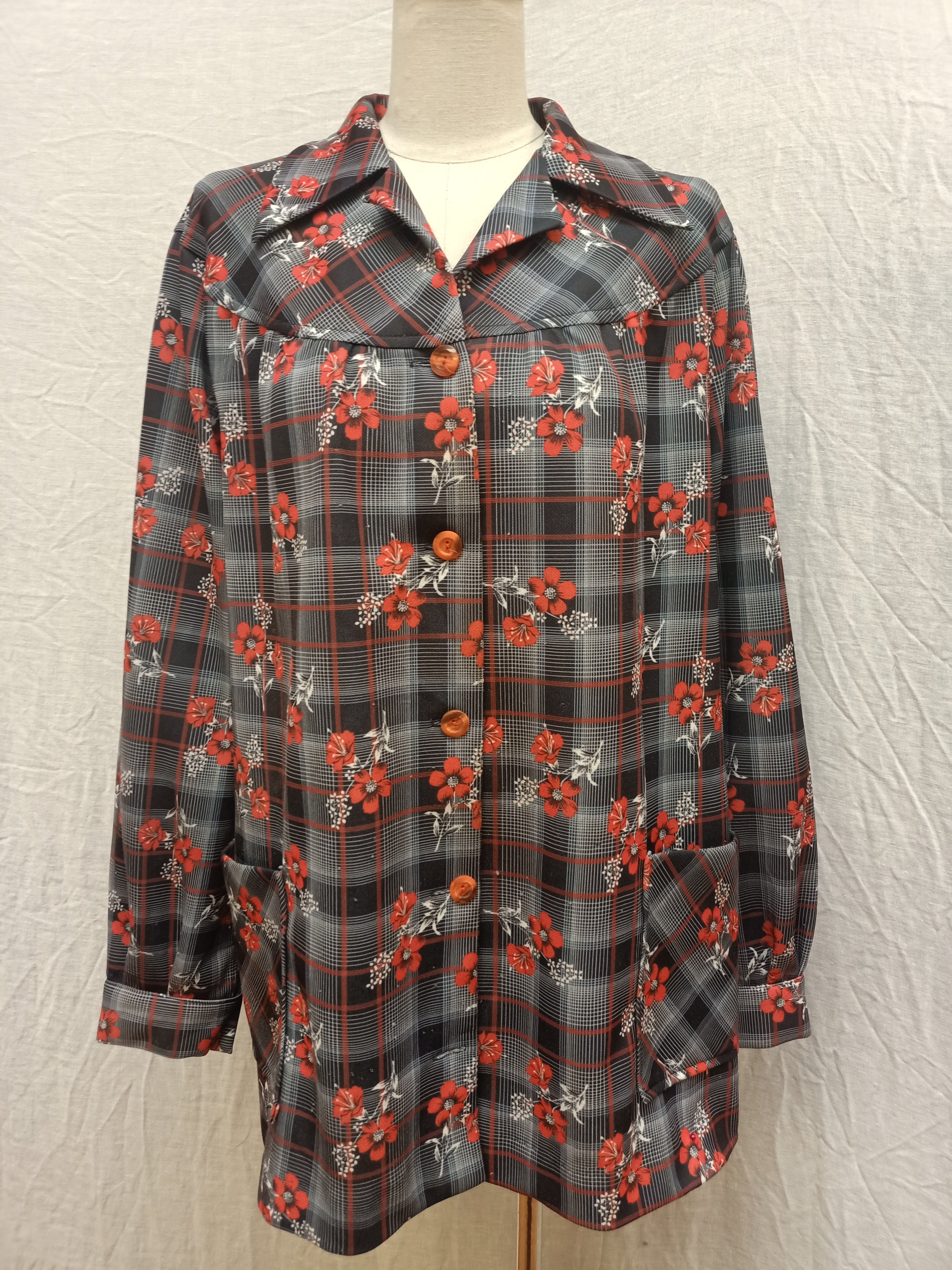 Vintage Floral Checkered Shirt