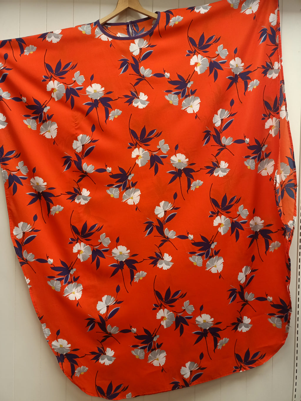 Vintage Orange Navy Caftan Maxi Dress