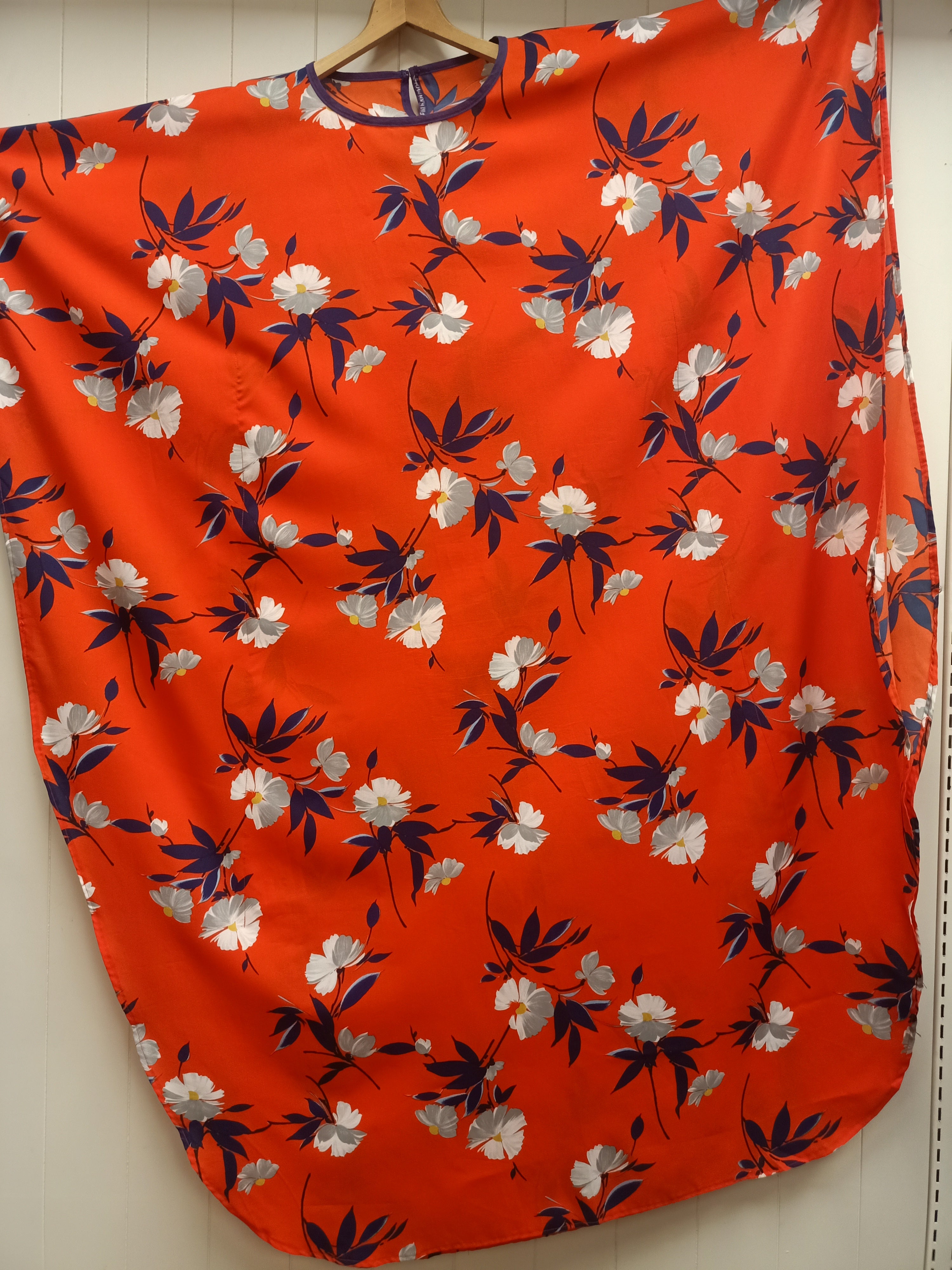 Vintage Orange Navy Caftan Maxi Dress