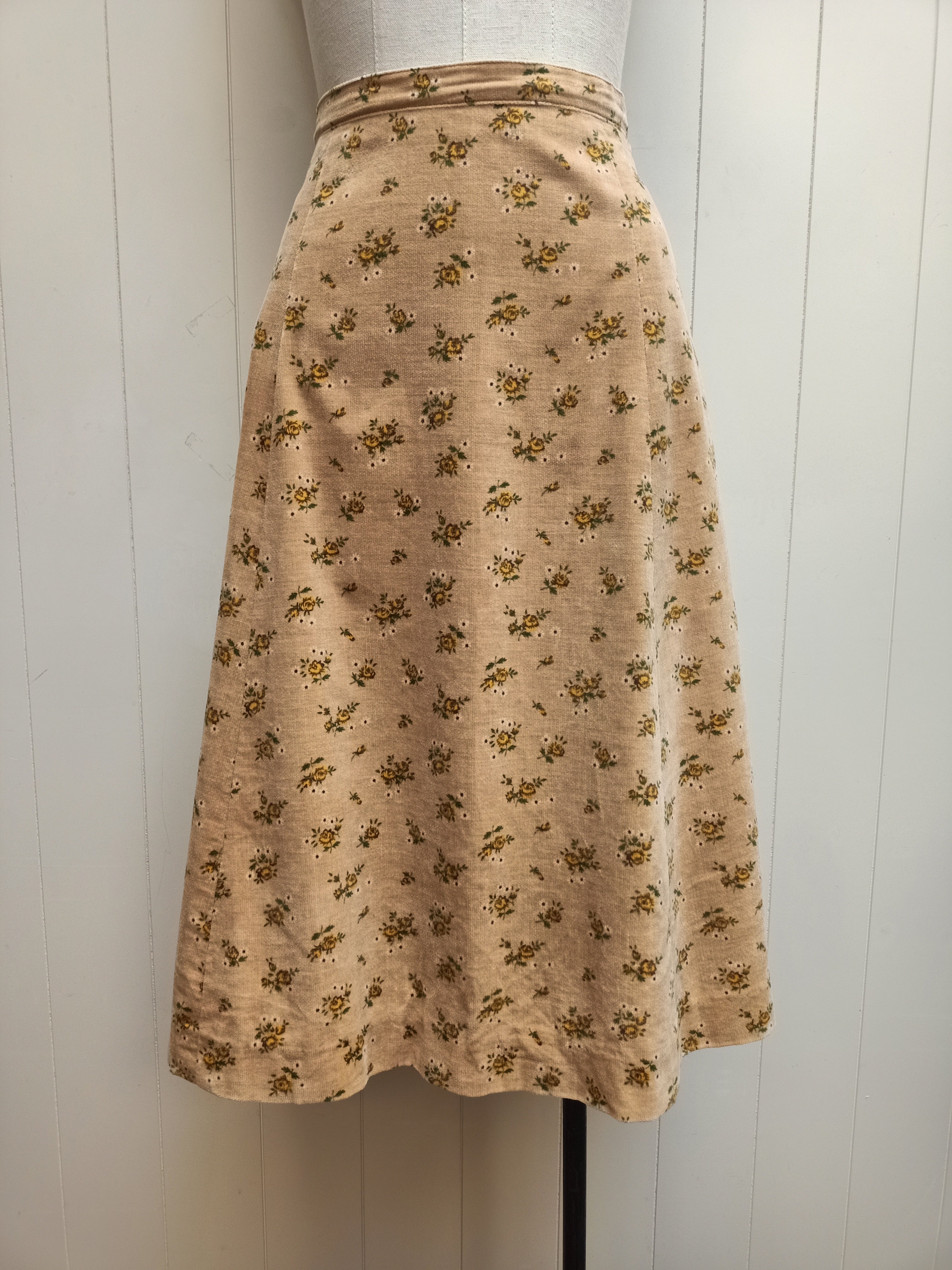 Vintage Floral Corduroy Skirt