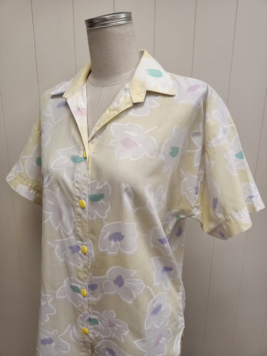 Vintage Yellow Abstract Floral Shirt
