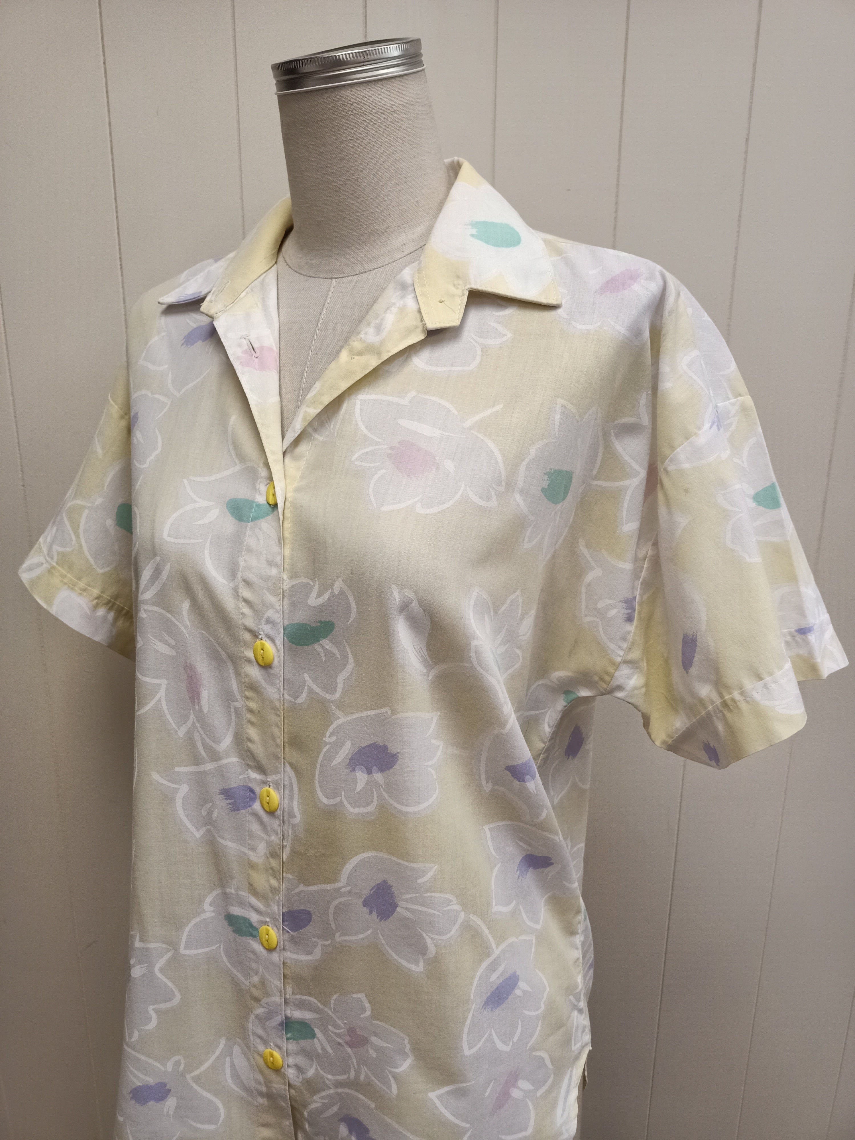 Vintage Yellow Abstract Floral Shirt