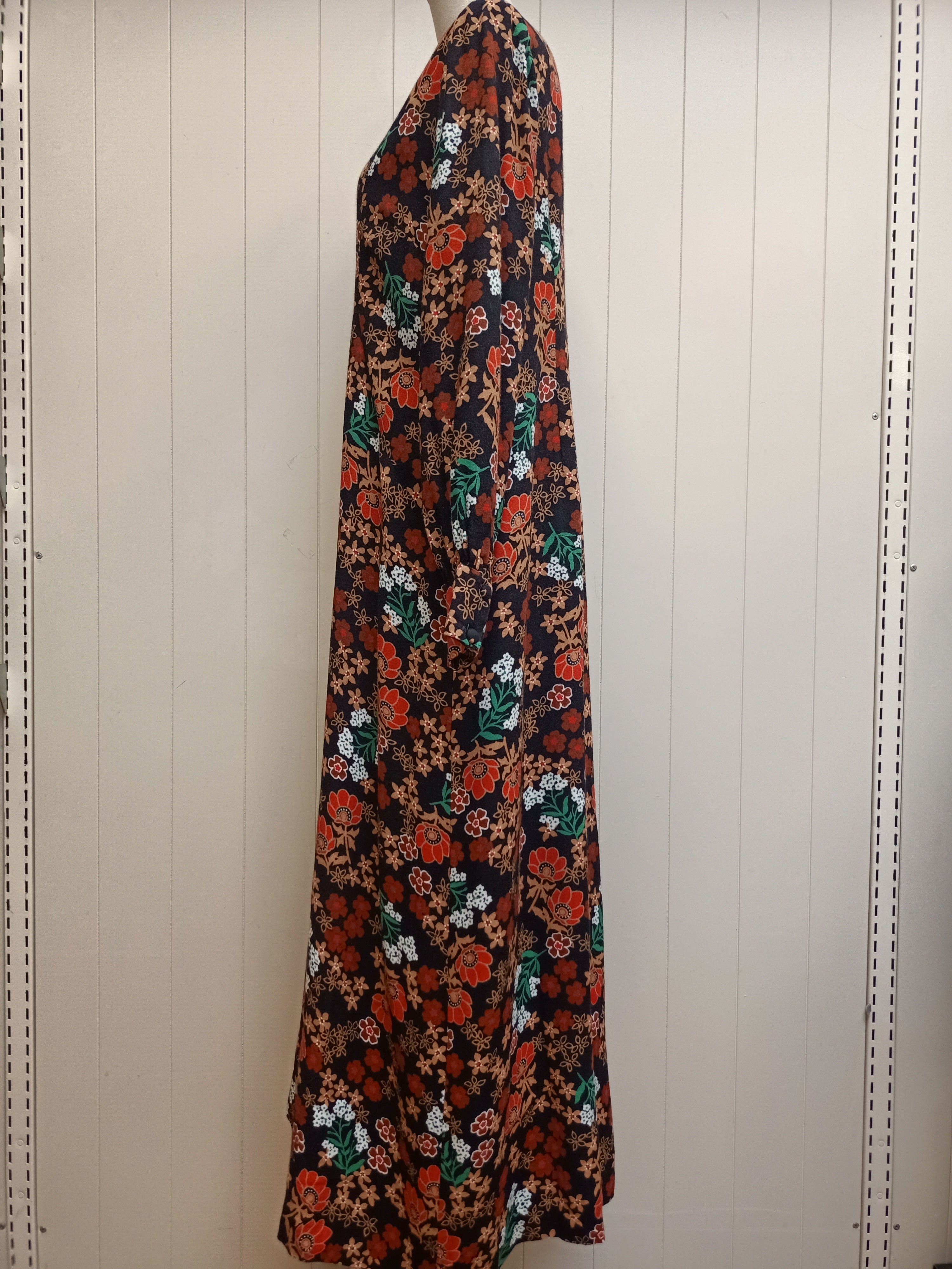 Vintage Crepe Floral Maxi Dress