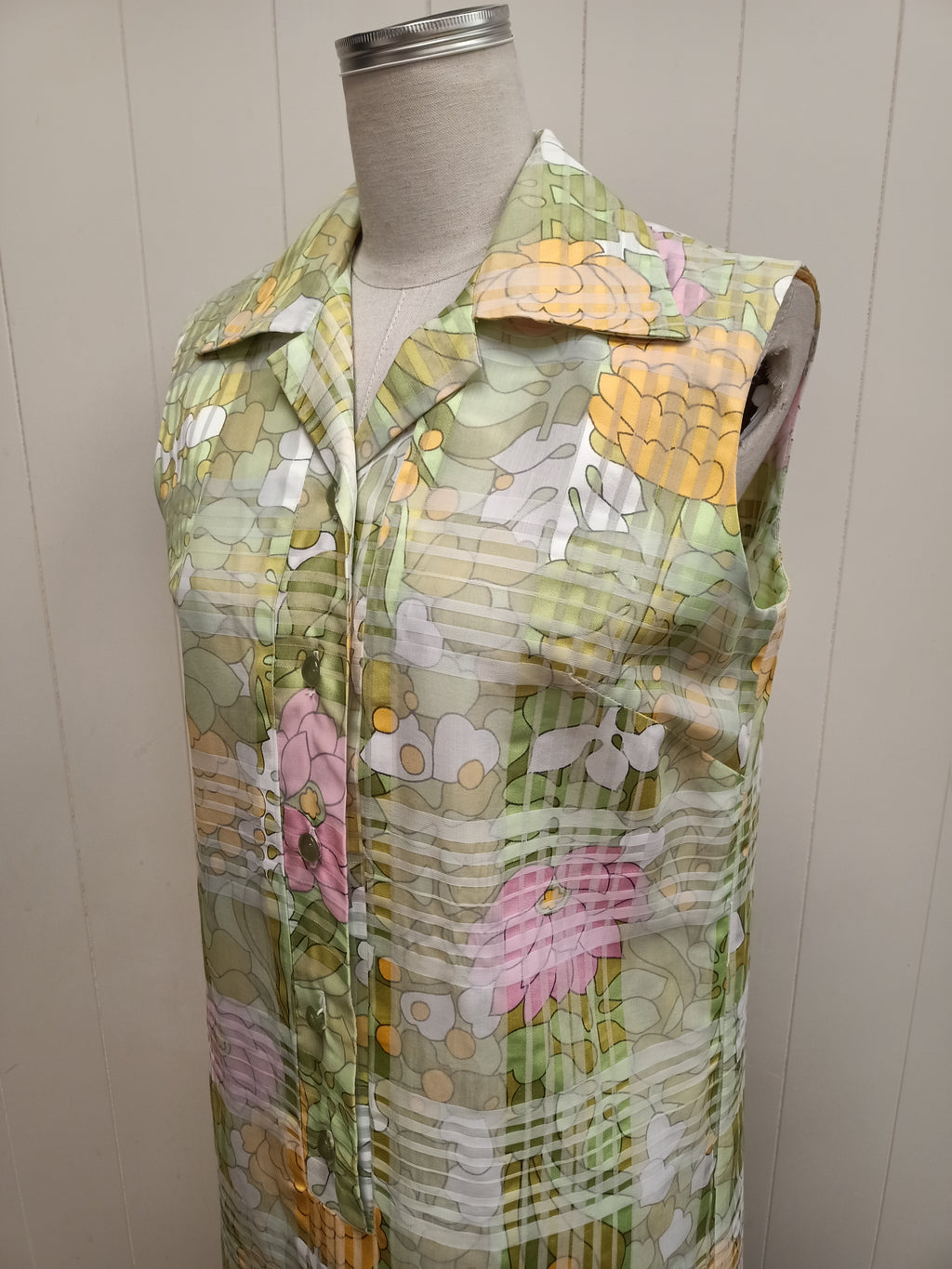 Vintage Eastex Plaid Floral Dress
