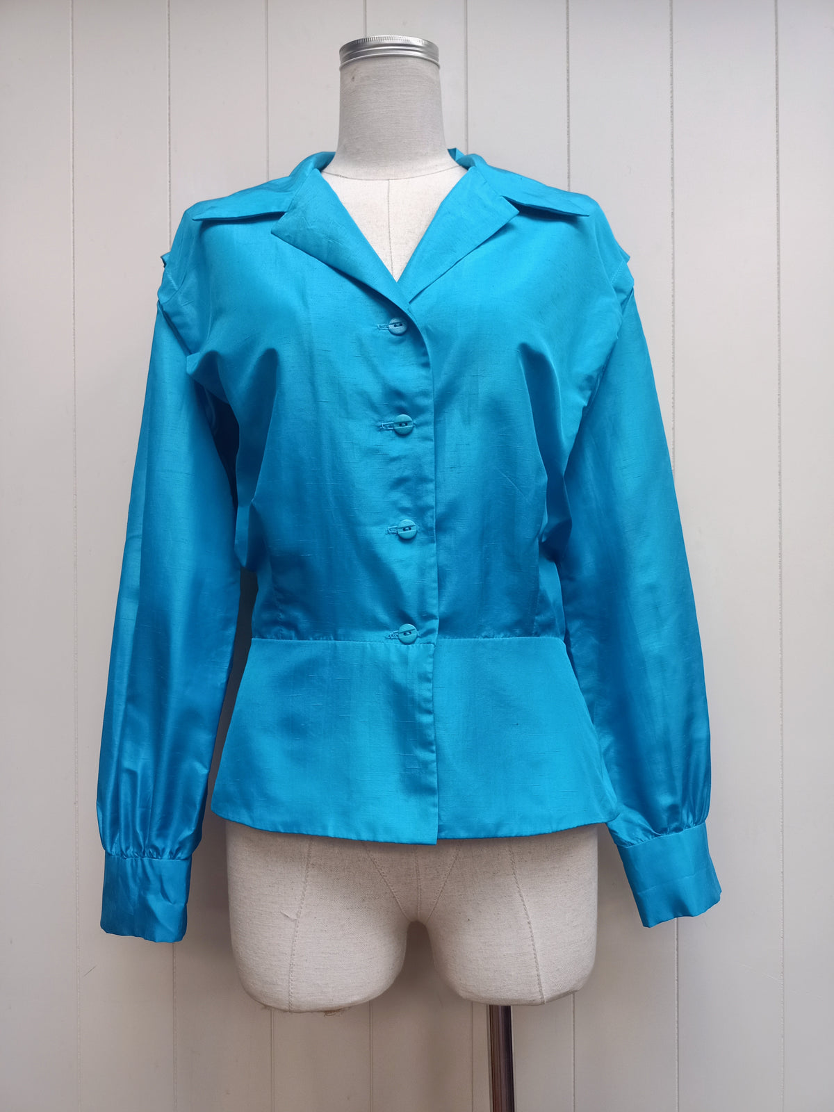 Vintage Slub Satin Blue Shirt
