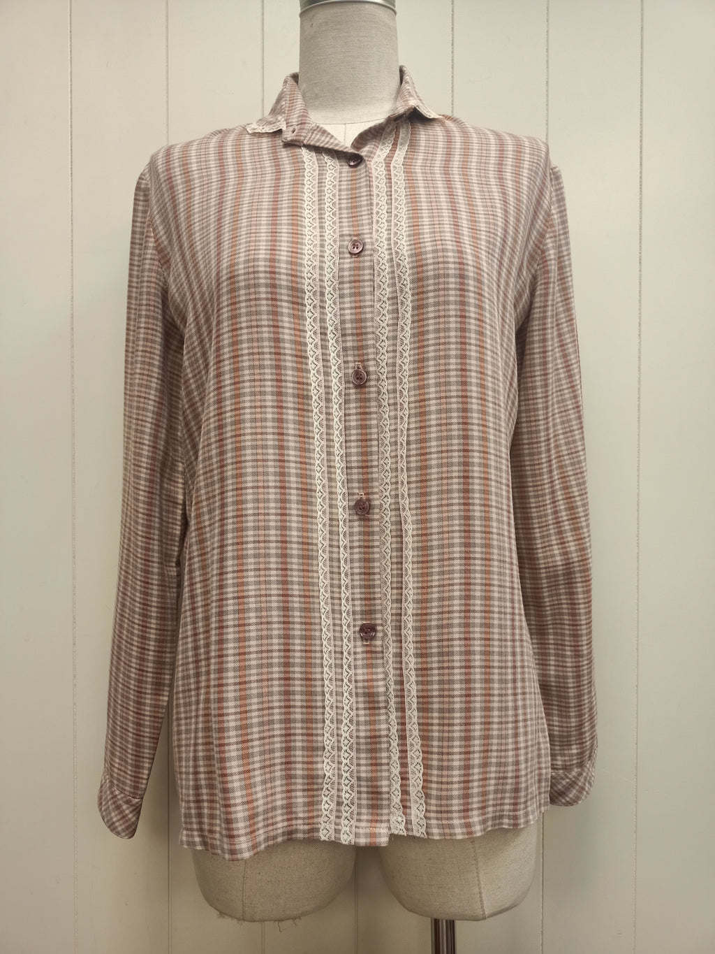 Vintage Plaid & Lace Shirt
