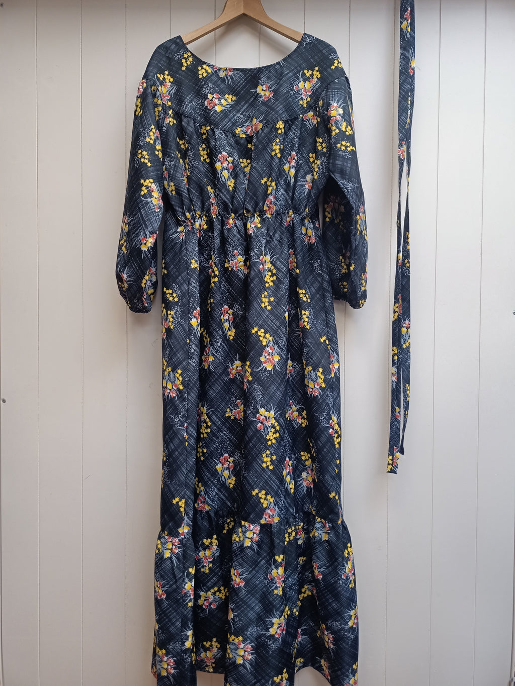 Vintage Crosshatch Floral Maxi Dress