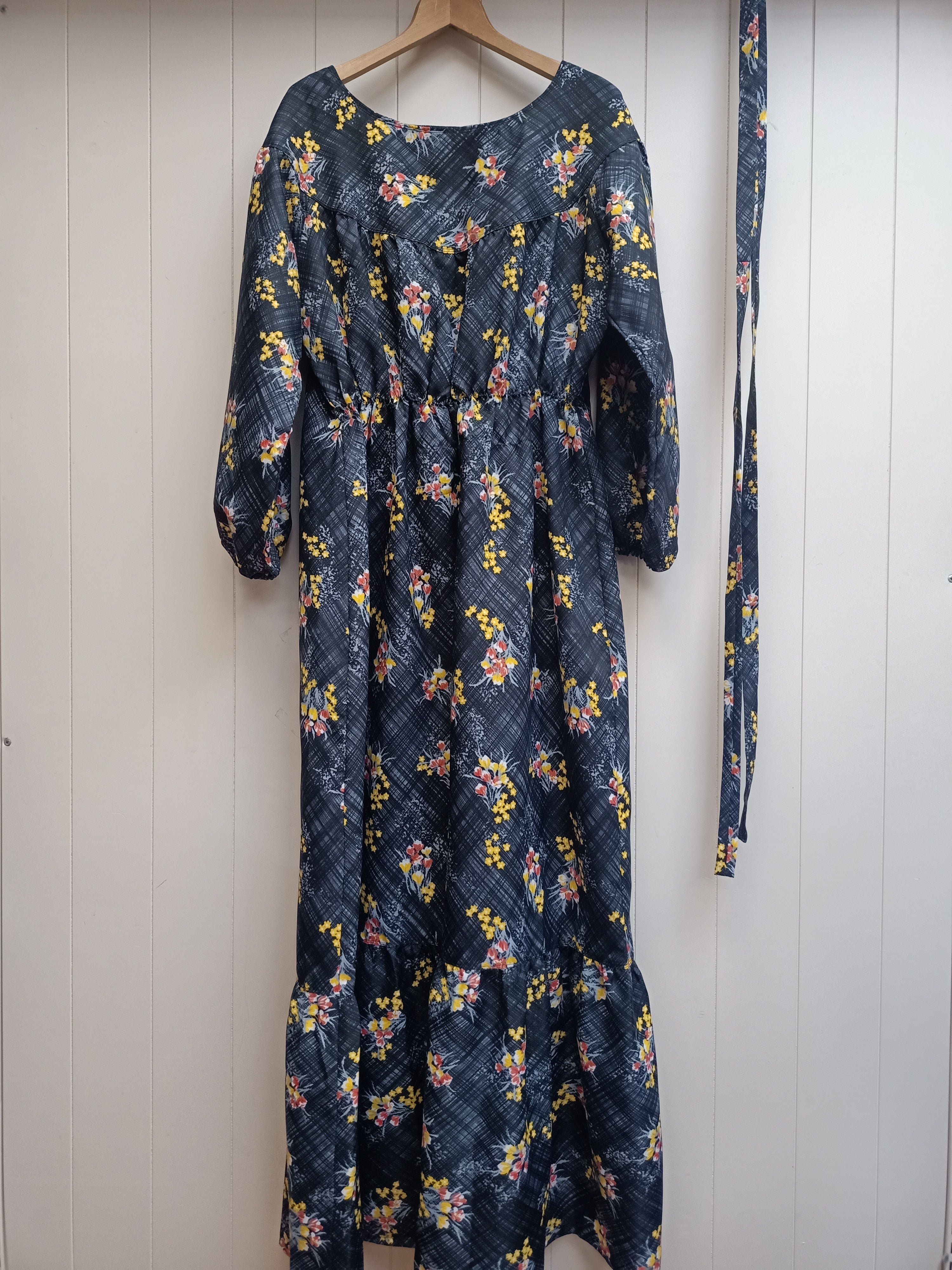 Vintage Crosshatch Floral Maxi Dress