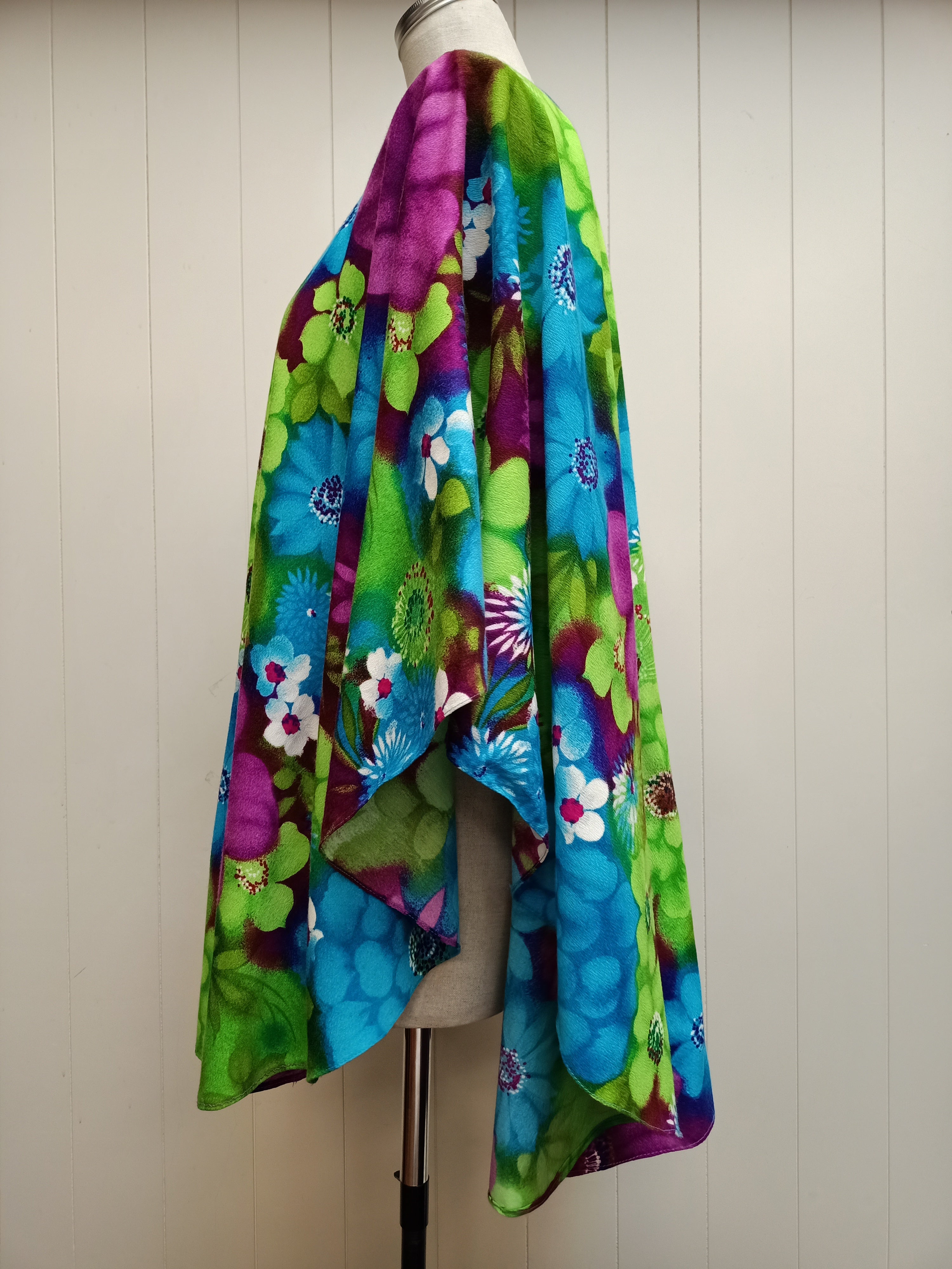 Vintage Floral Vibrant Caftan Poncho