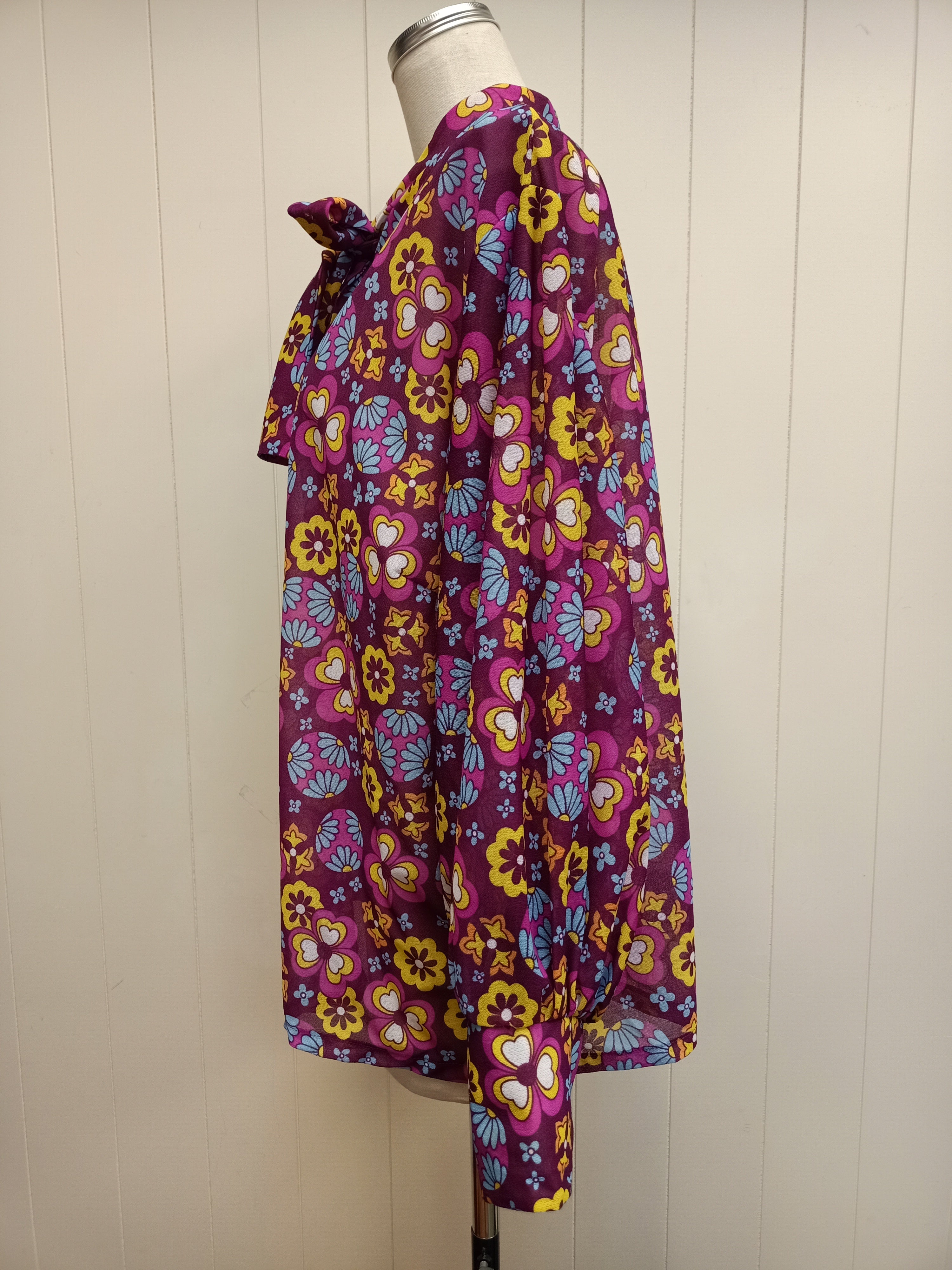 Vintage Flower Power Pussycat Bow Shirt