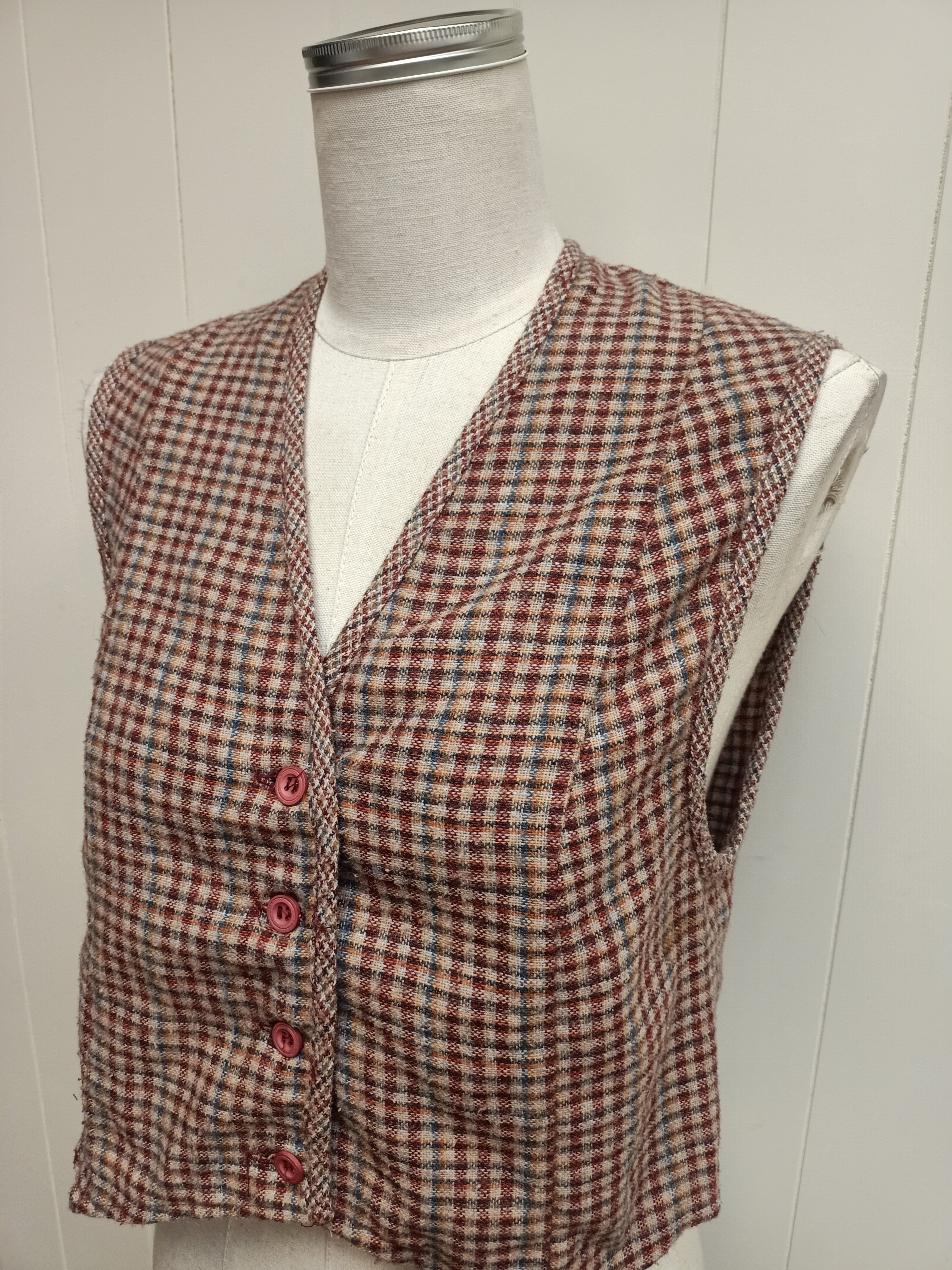 Vintage Wool Checkered Vest Shirt