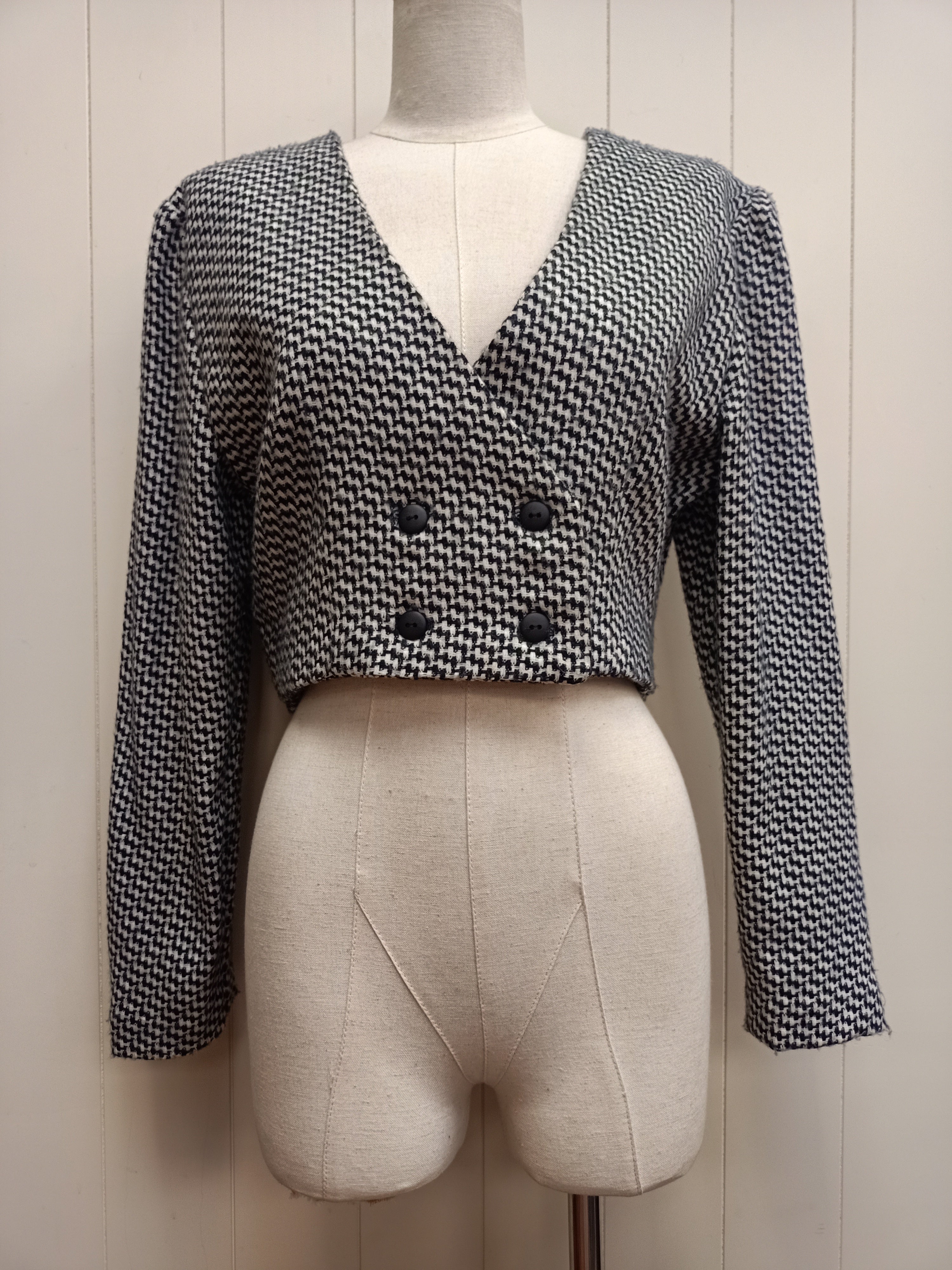 Vintage Houndstooth Cropped Jacket