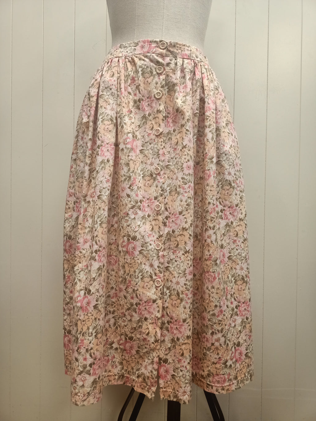 Vintage Floral Button Up Skirt