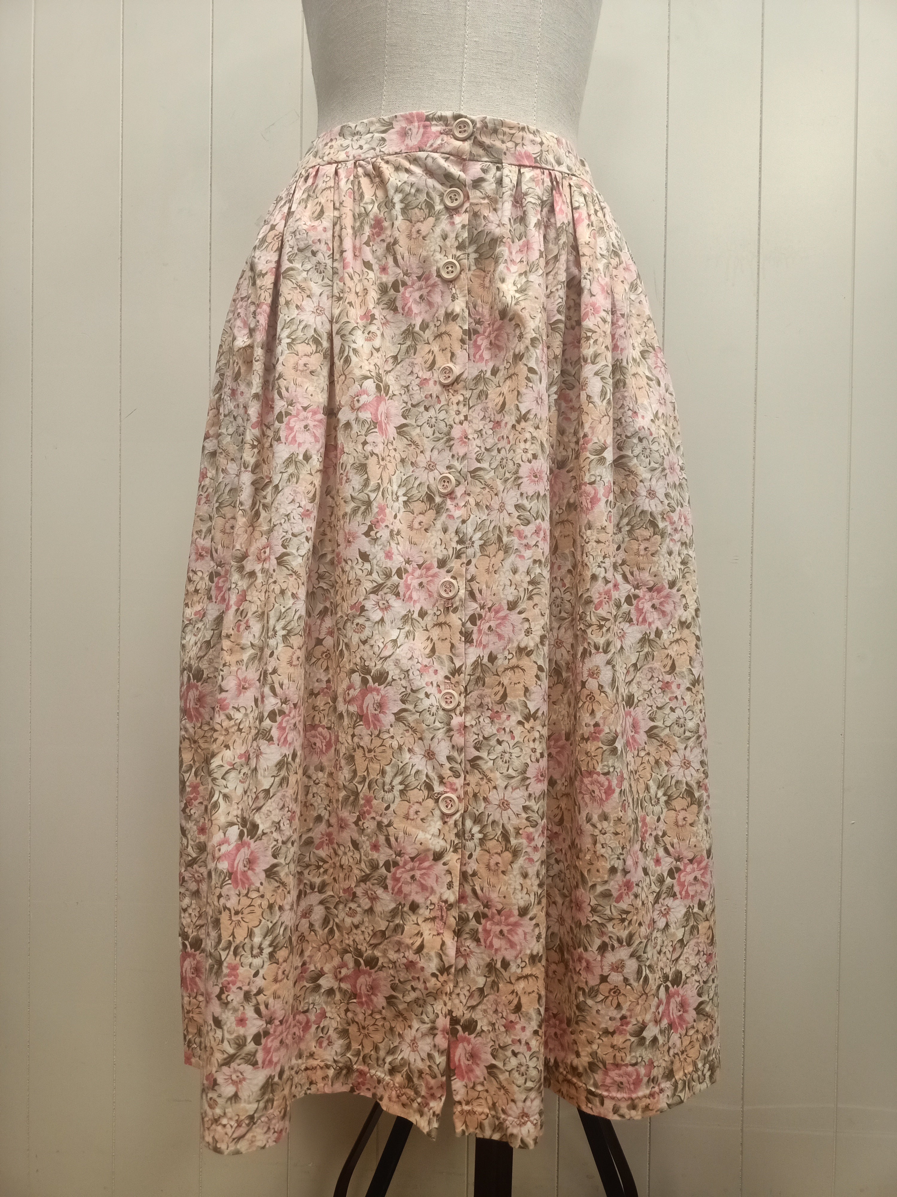 Vintage Floral Button Up Skirt