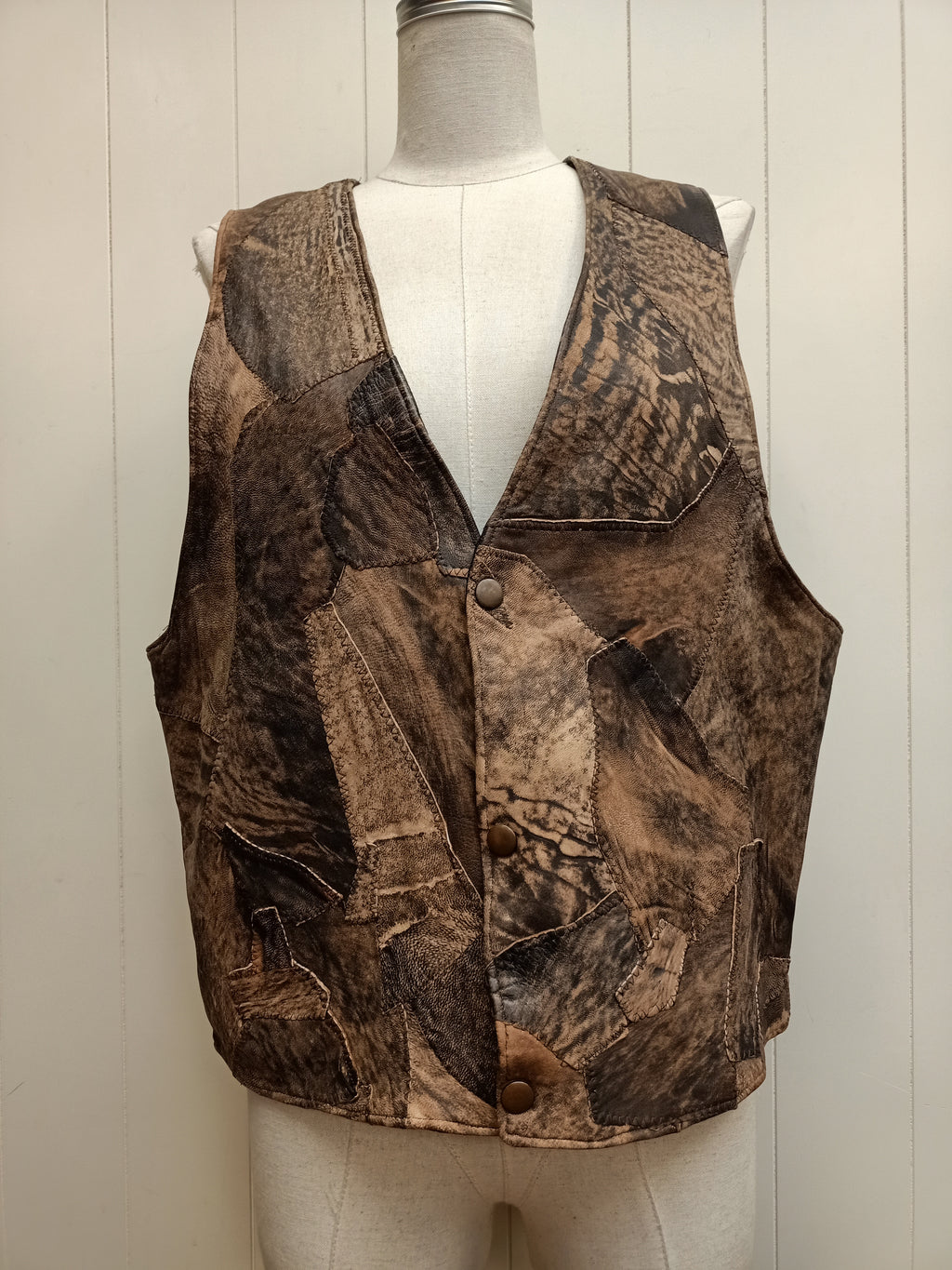 Vintage Mens Leather Patchwork Vest