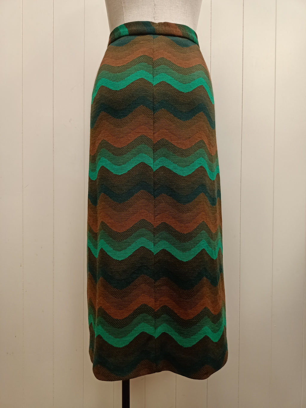 Vintage Green & Brown Wave Skirt